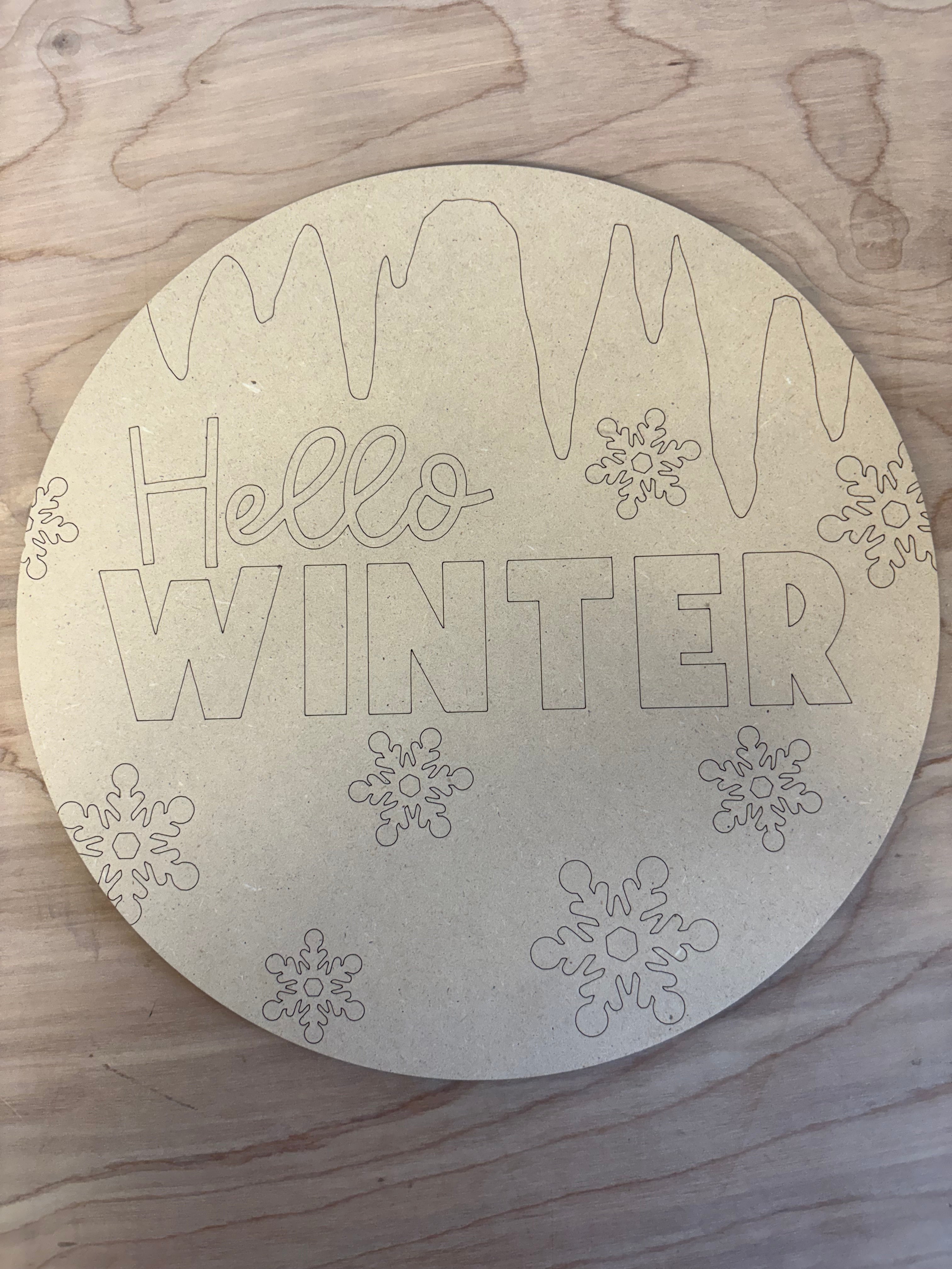 Hello Winter Snowflakes Blank