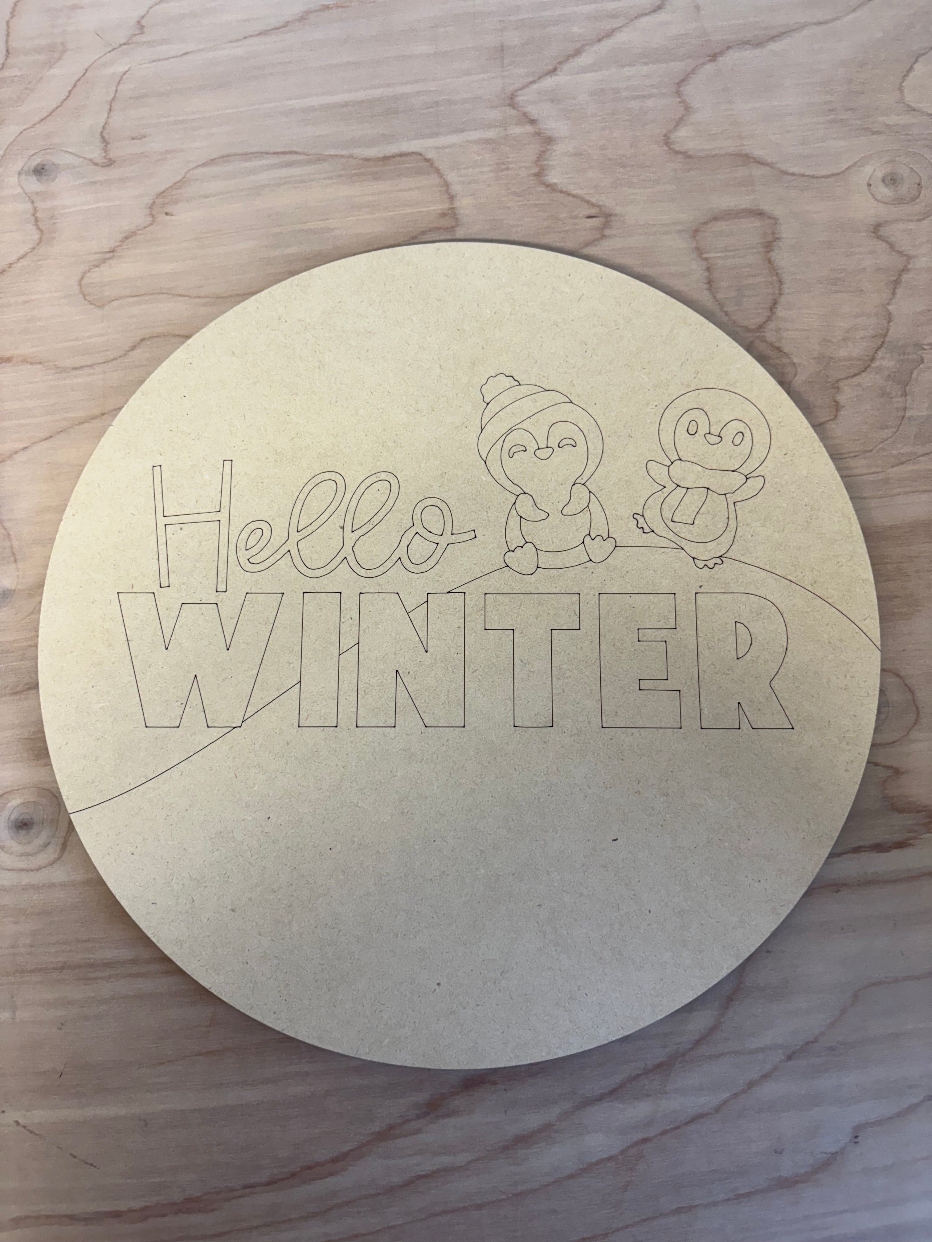 Hello Winter Penguins Blank