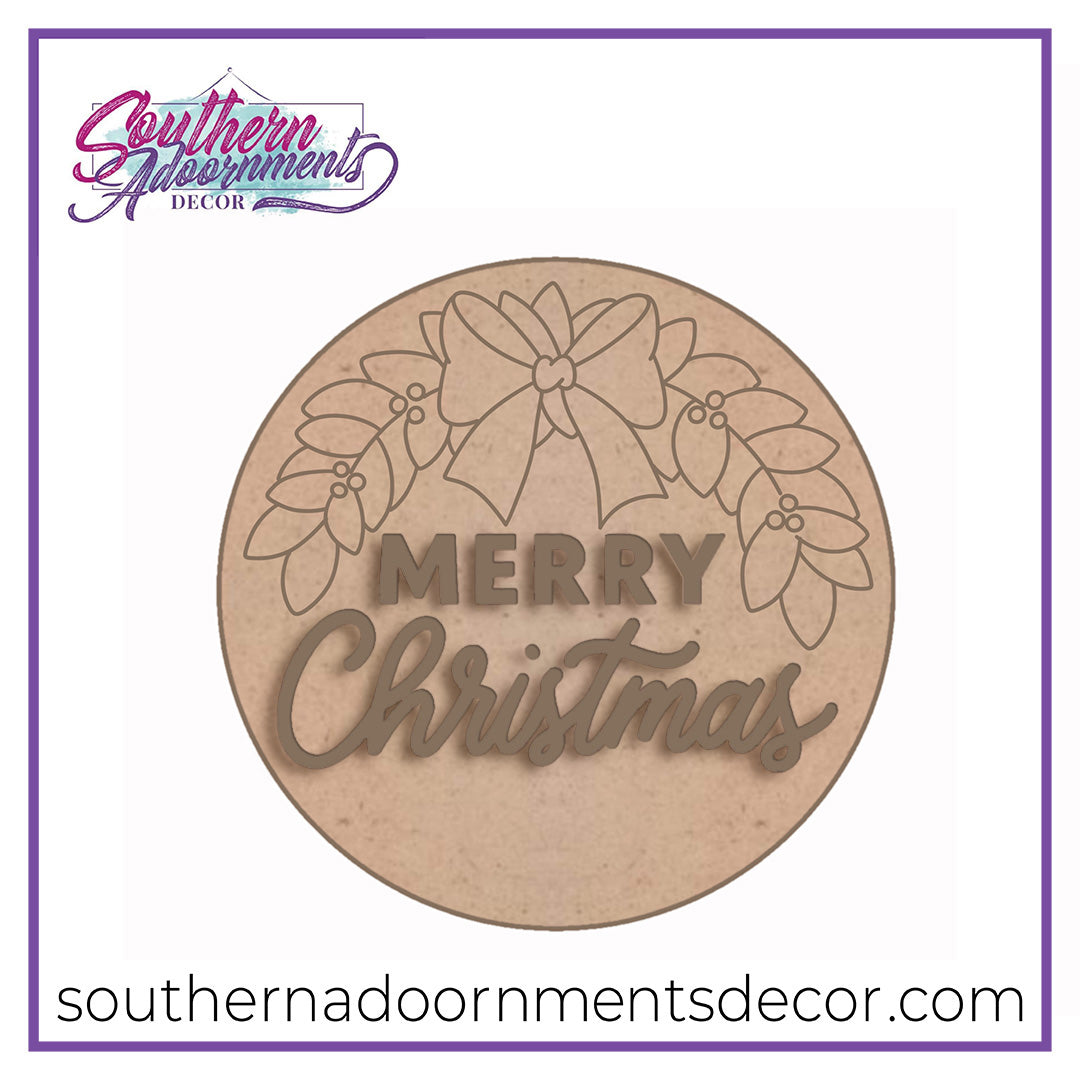 Bow Merry Christmas Round Blank