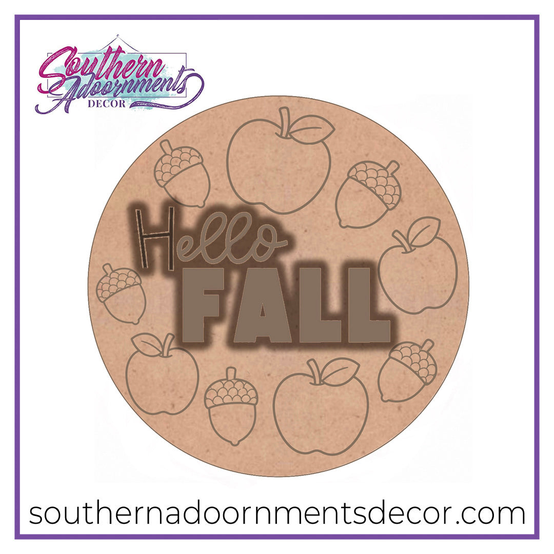 Hello Fall Apples & Acorns Blank