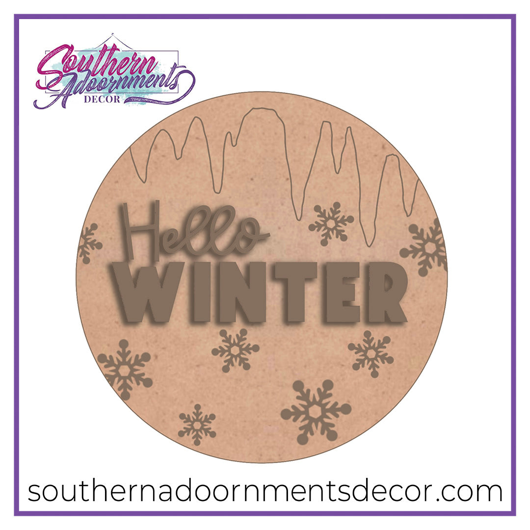 Hello Winter Snowflakes Blank