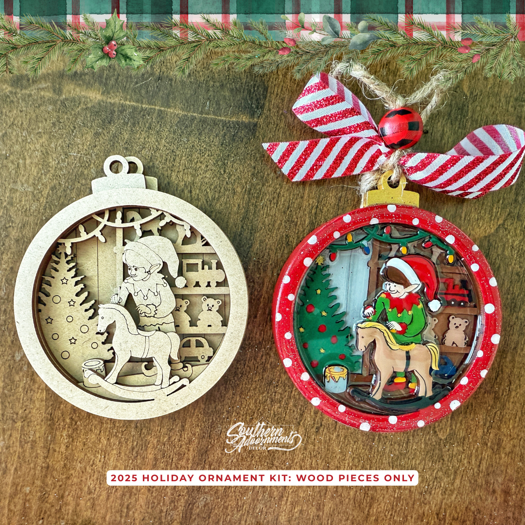 Santa’s Workshop 2025 Layered Ornaments - Wood Pieces Only