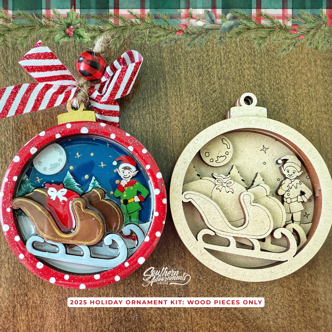 Santa’s Workshop 2025 Layered Ornaments - Wood Pieces Only