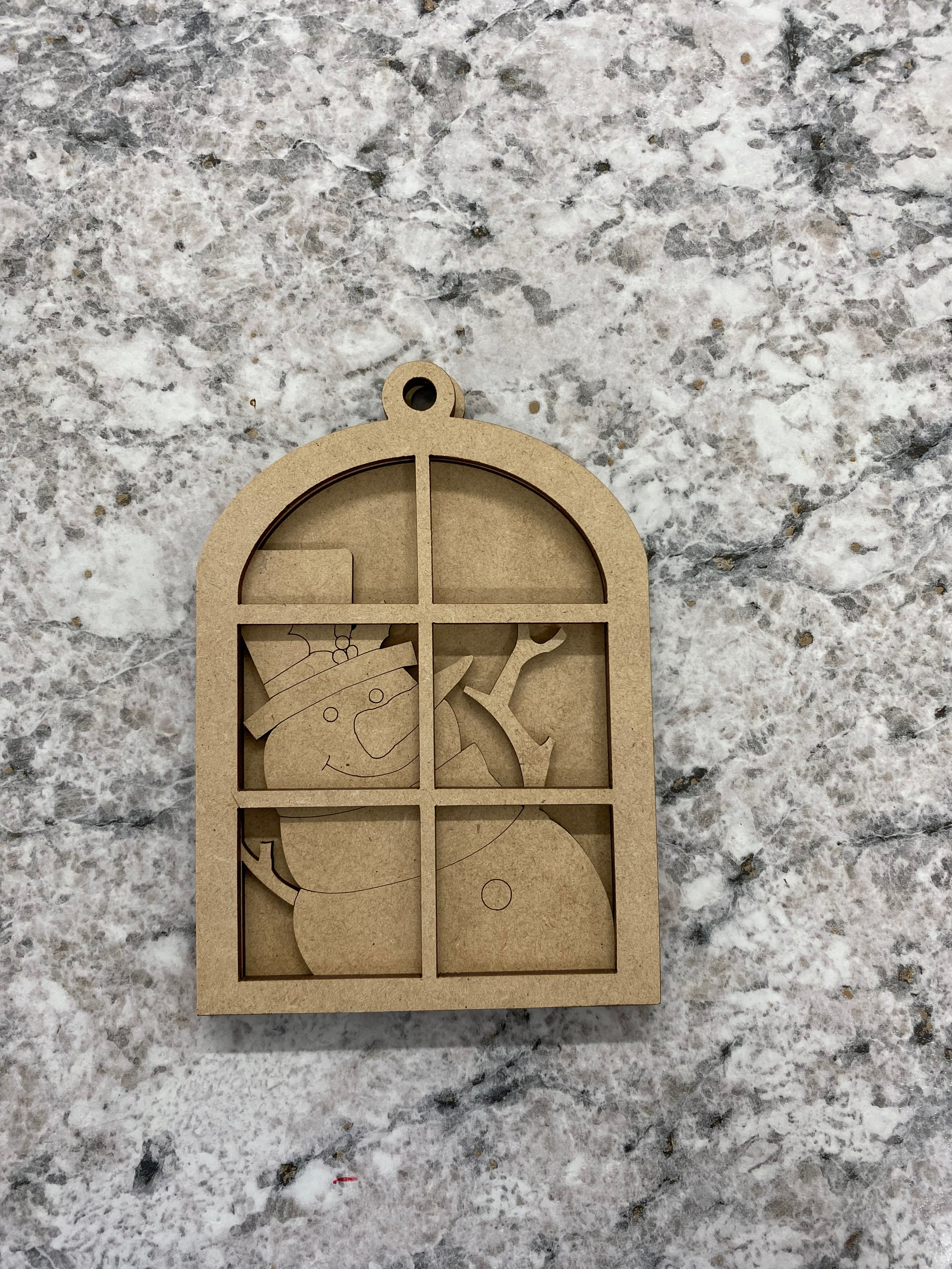 Layered Snowman Window Blank