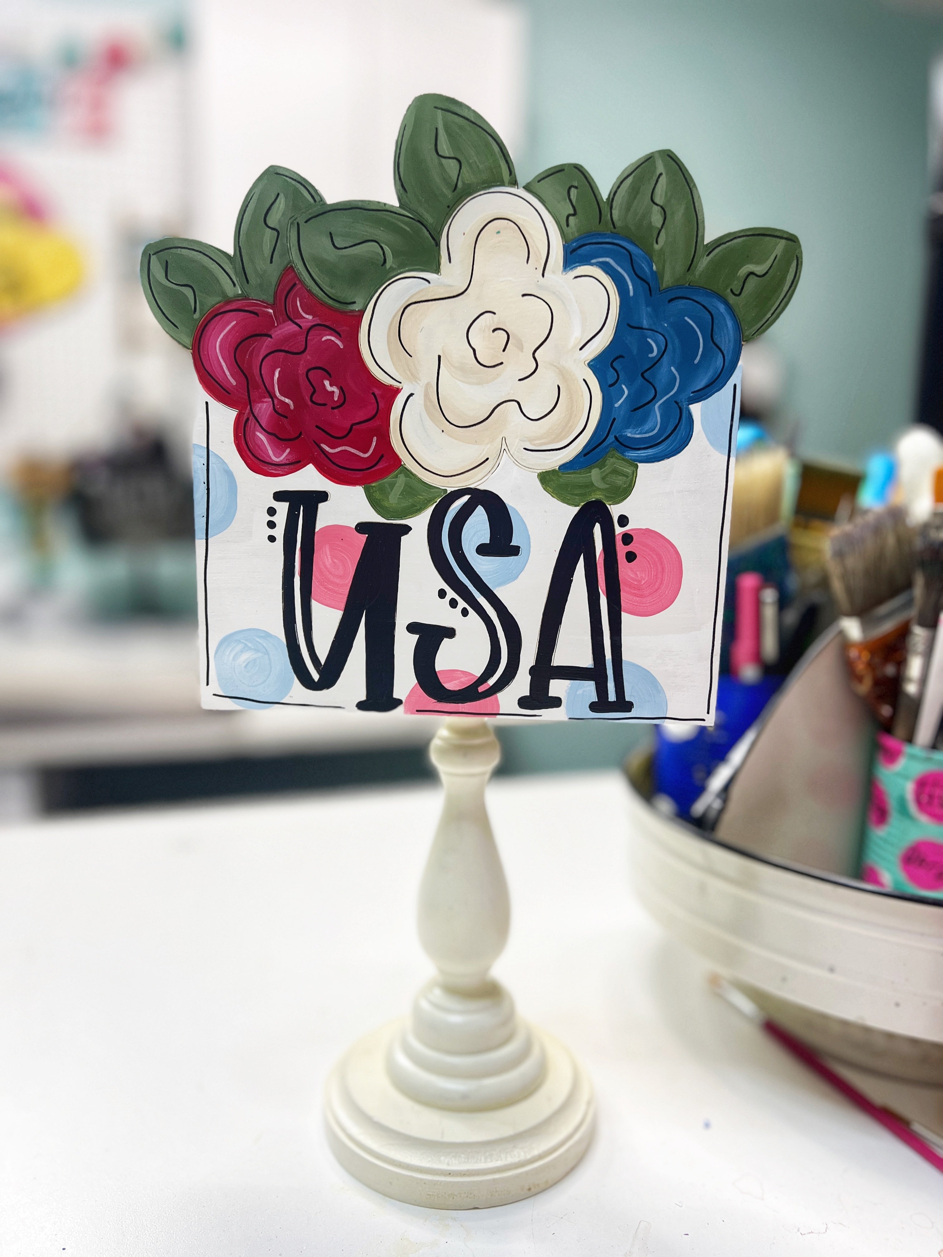 Floral USA Wooden Blank
