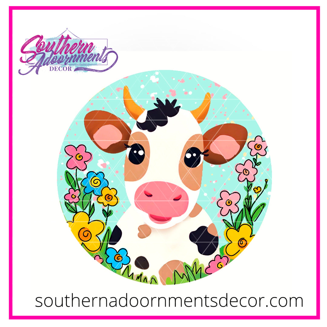 Cow with Flowers Blank