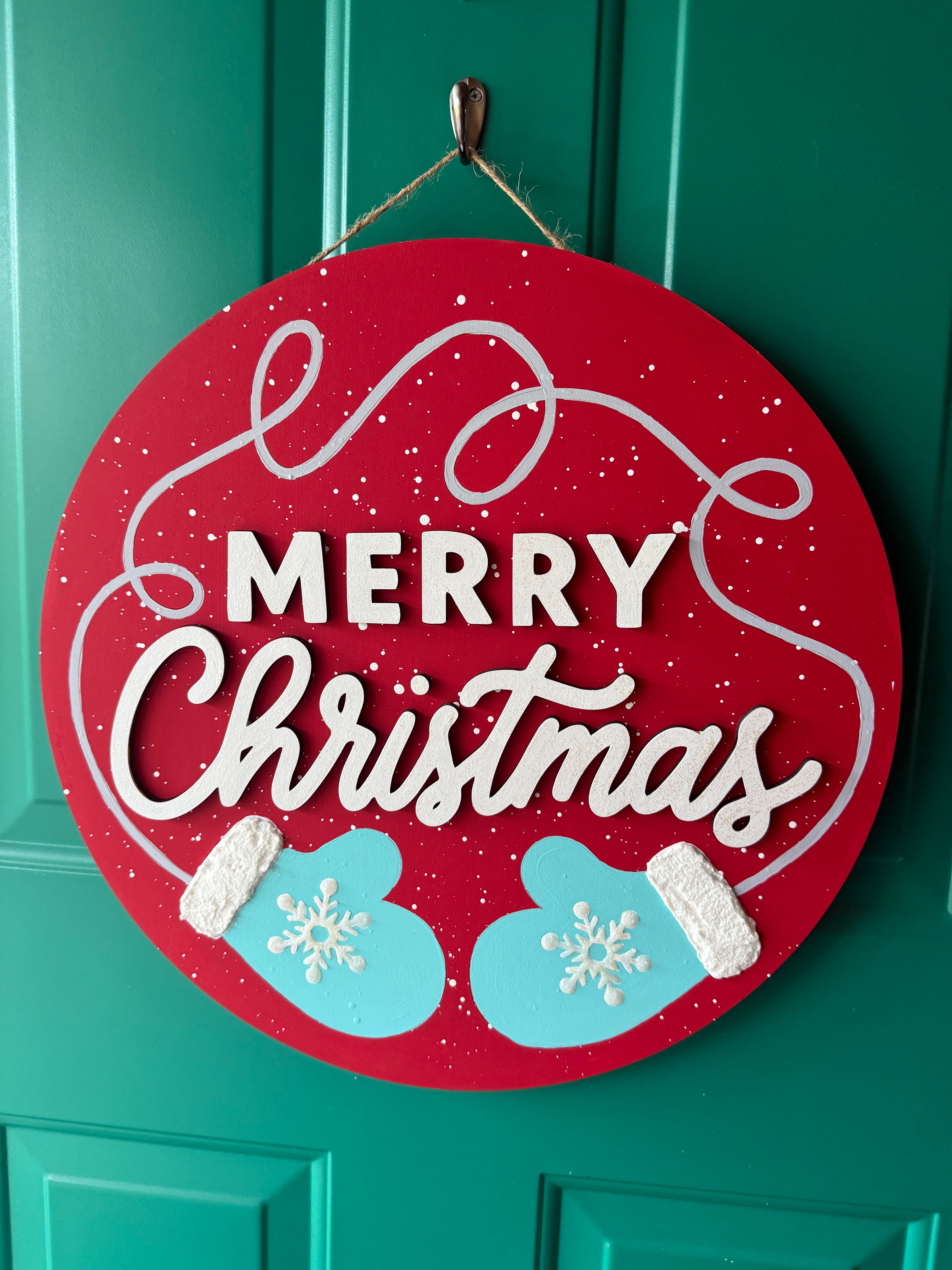 Mittens Merry Christmas Round Blank