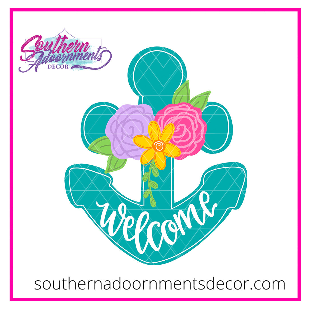 Welcome Floral Anchor Blank