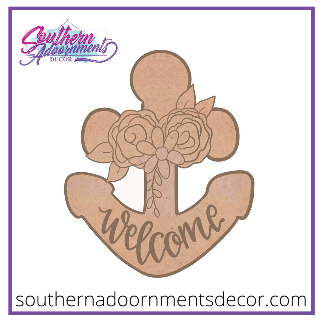 Welcome Floral Anchor Blank