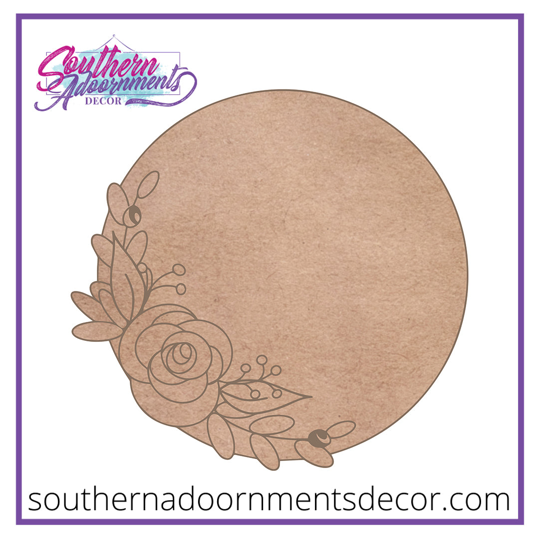 Floral Circle Wooden Blank