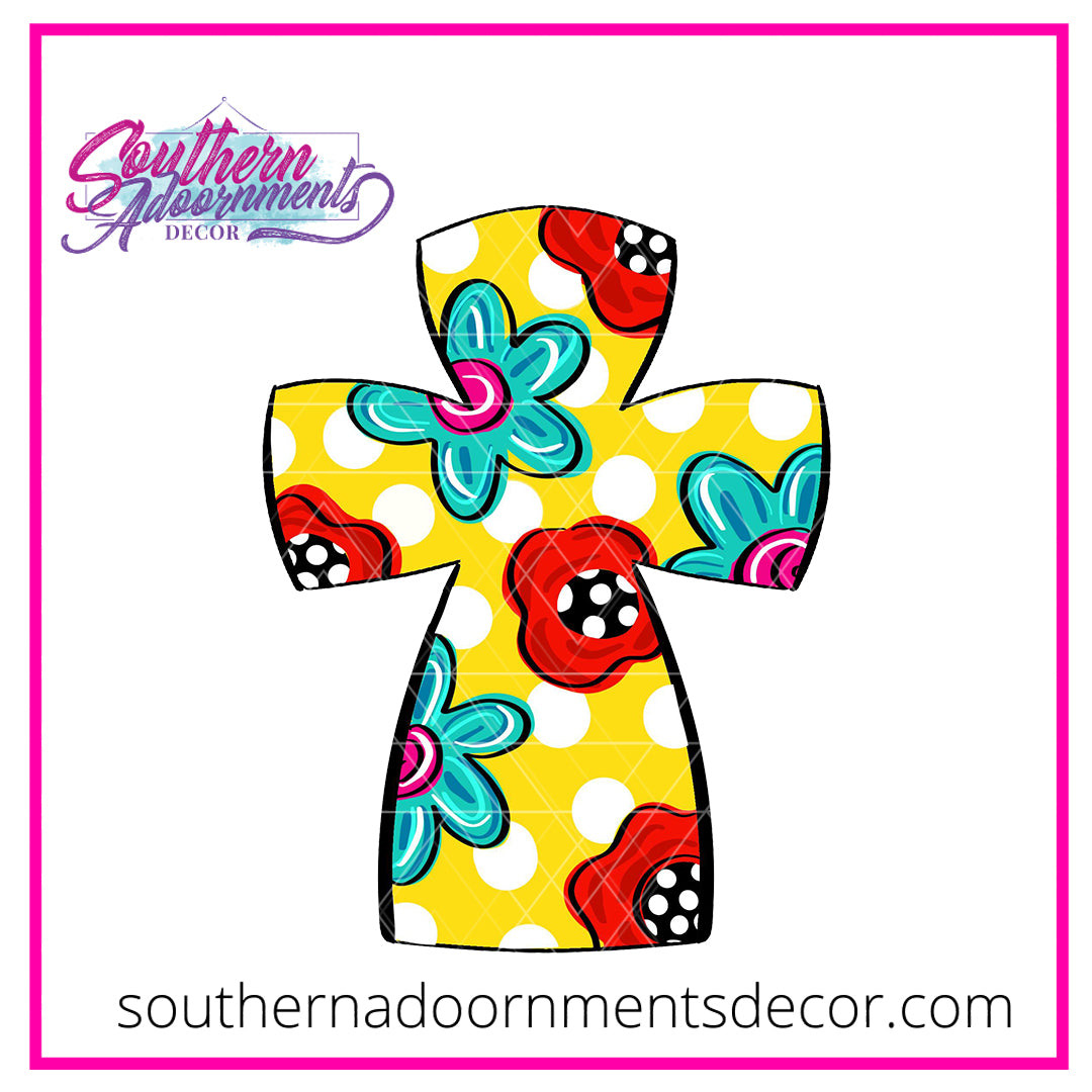 Floral Cross Wood Cut Out Blank