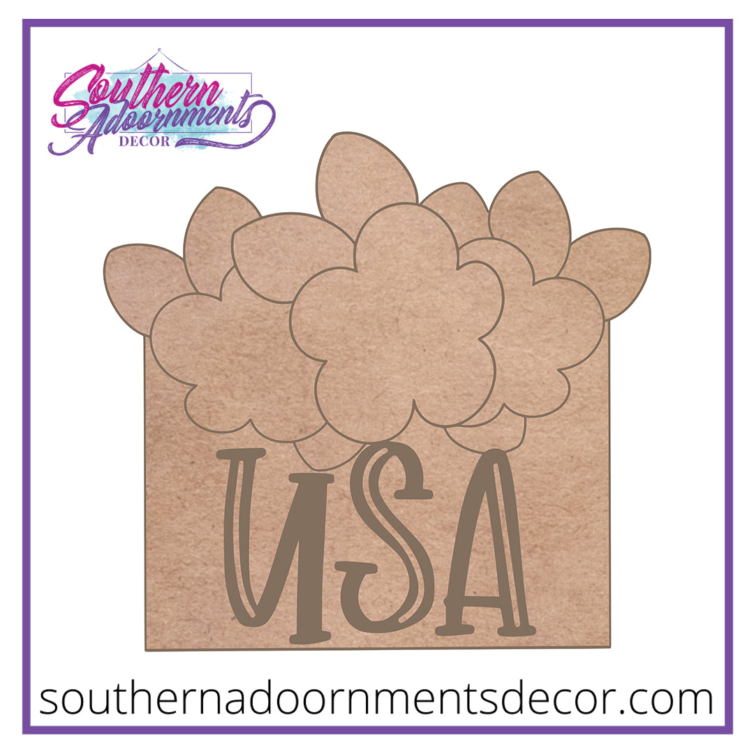 Floral USA Wooden Blank