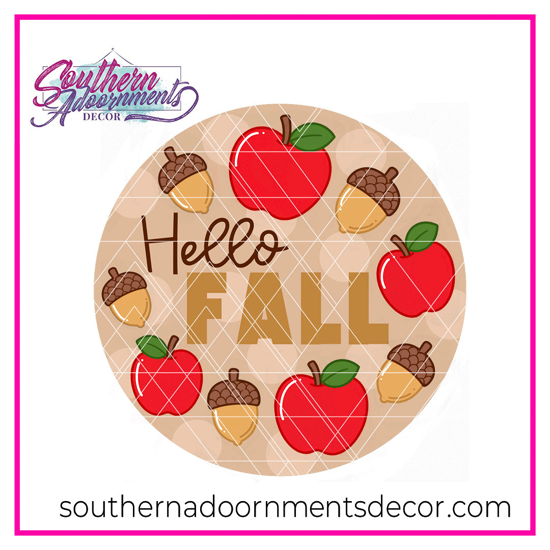 Hello Fall Apples & Acorns Blank
