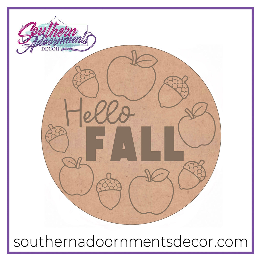 Hello Fall Apples & Acorns Blank