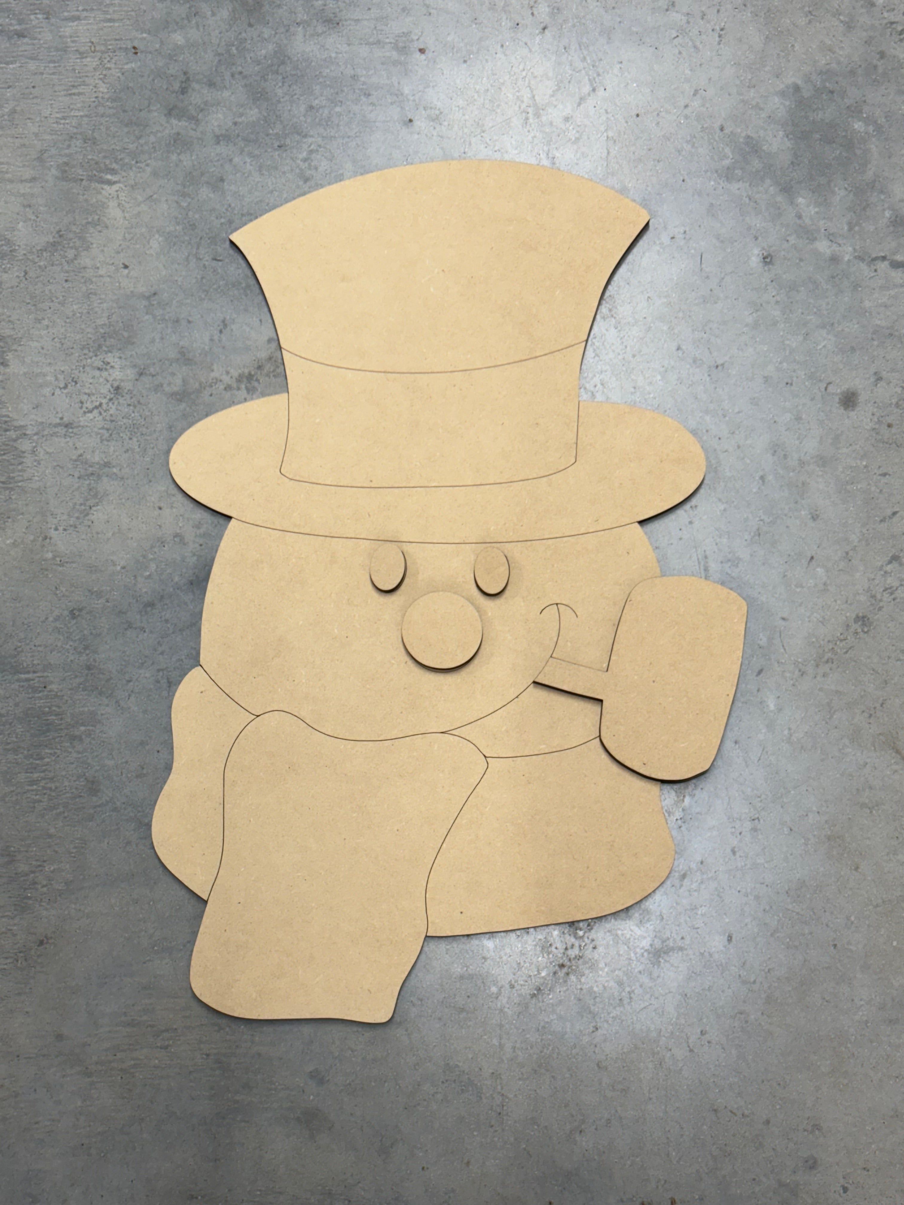 Snowman with Pipe Wooden Blank