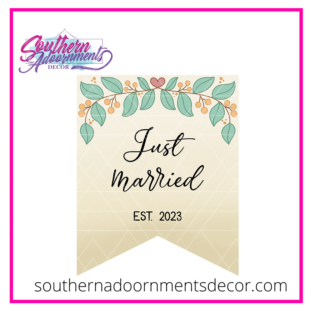 Just Married Pennant Blank