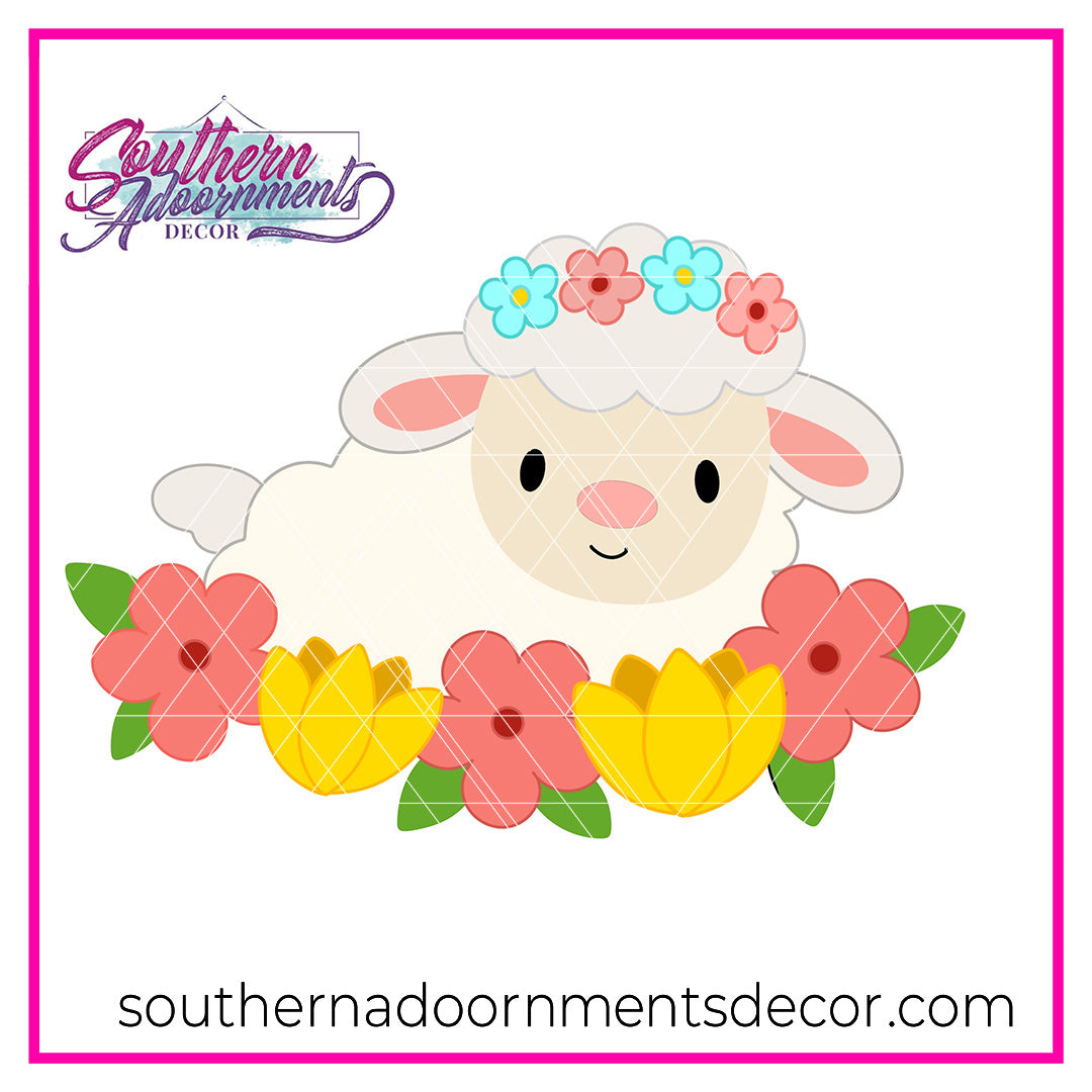 Lamb in Flowers Blank