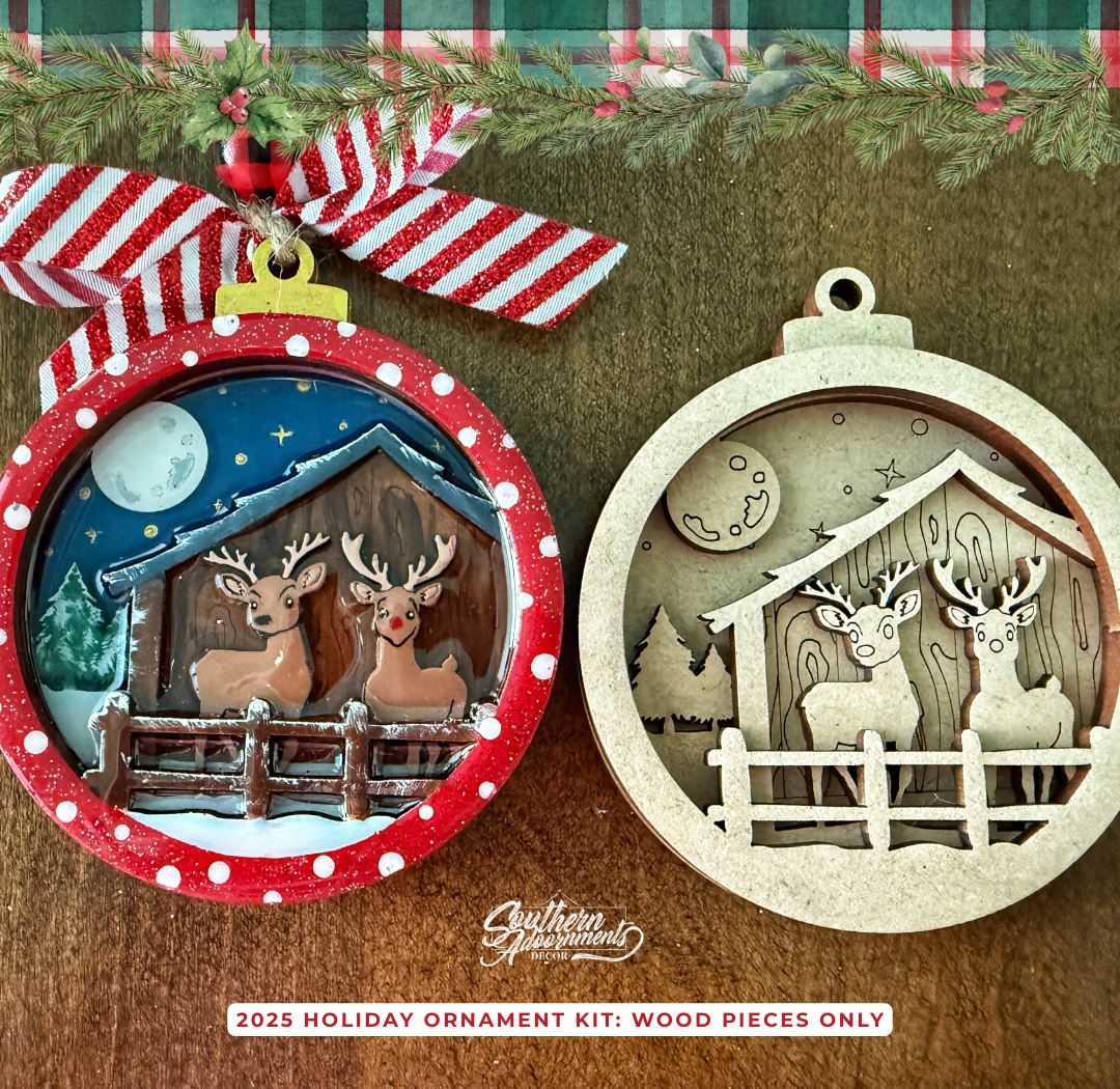 Santa’s Workshop 2025 Layered Ornaments - Wood Pieces Only
