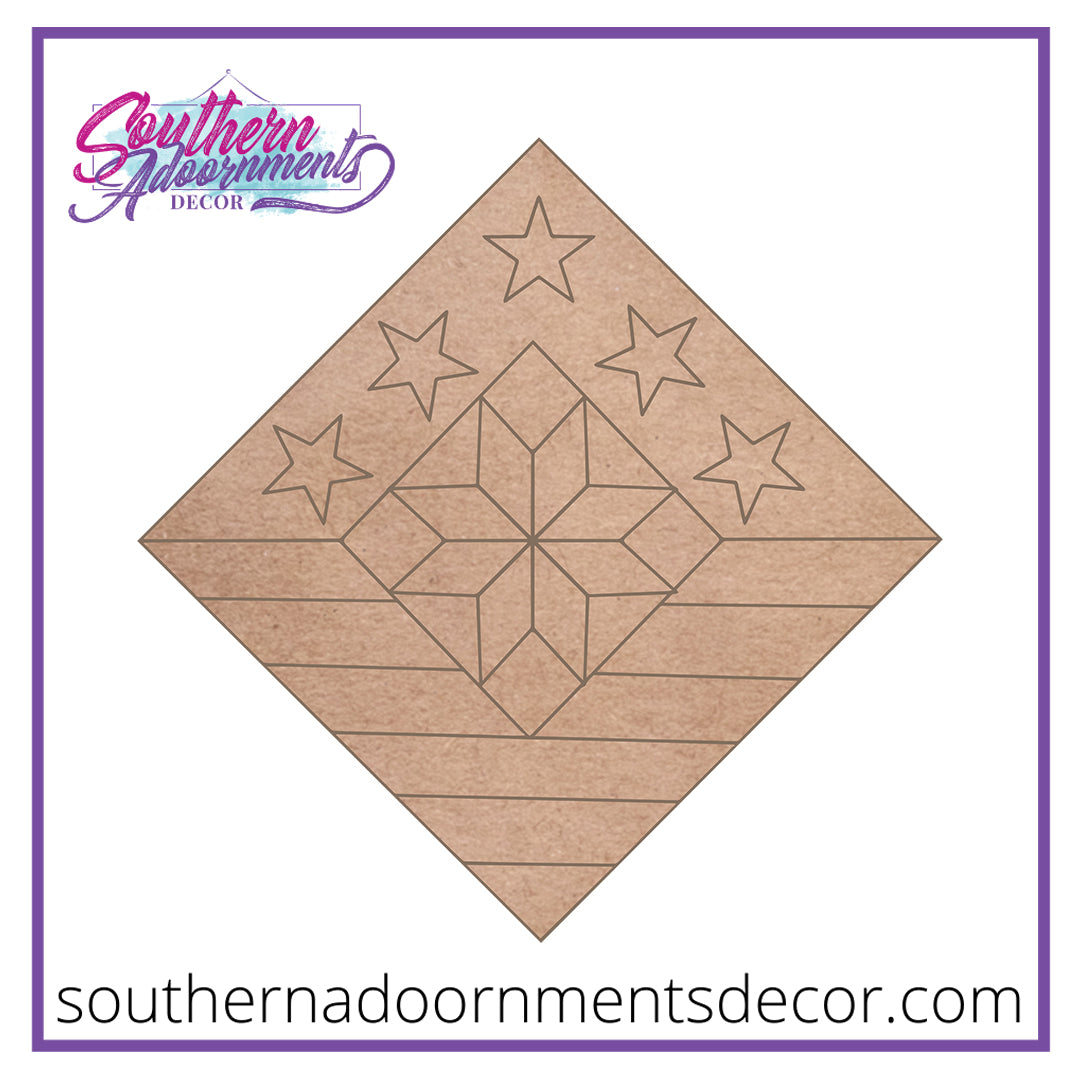 Patriotic Quilter's Square Wooden Blank