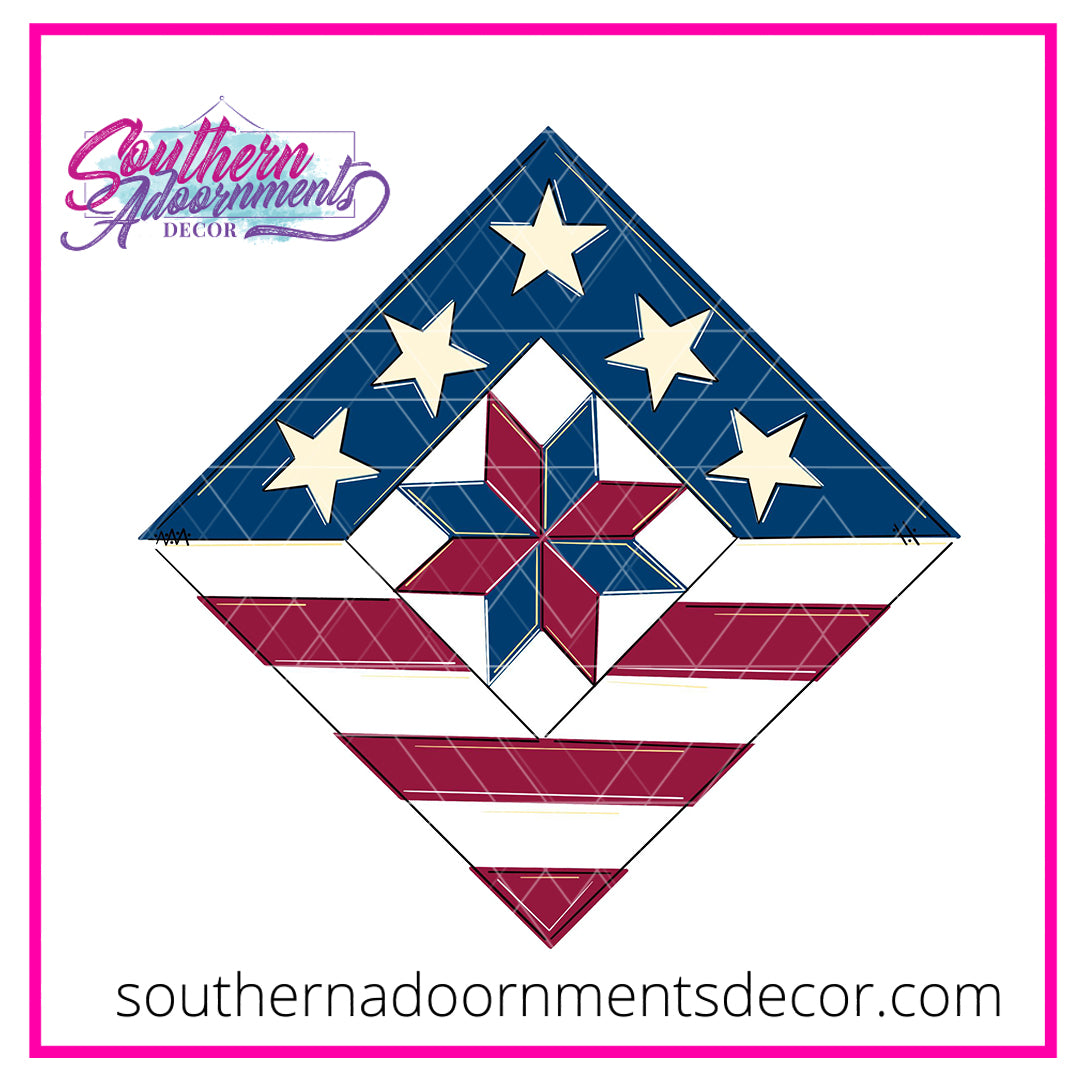 Patriotic Quilter's Square Wooden Blank
