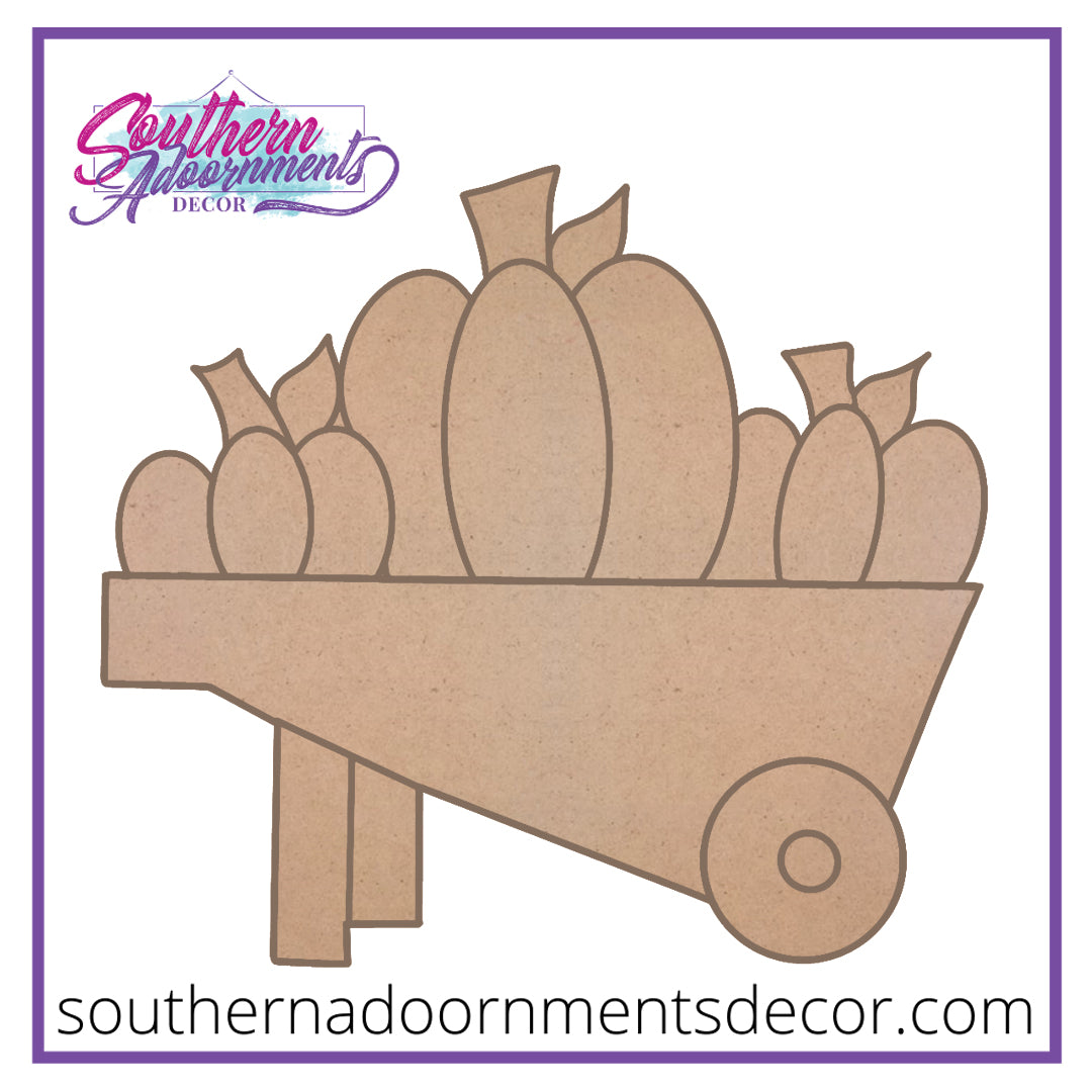 Pumpkin Wheelbarrow BLANK Ornament, Attachment or Door Hanger