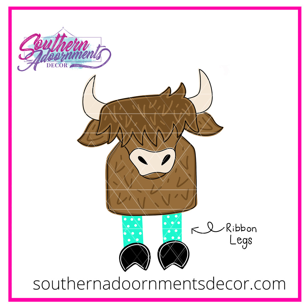 Ribbon Leg Highland Cow Blank