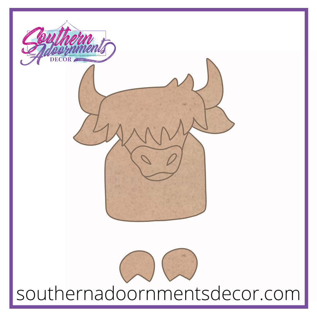 Ribbon Leg Highland Cow Blank