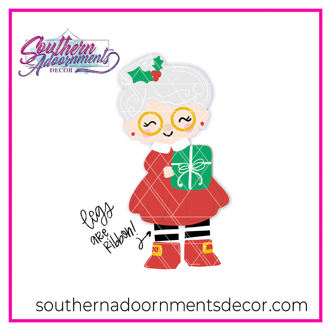 Ribbon Leg Mrs. Claus Blank