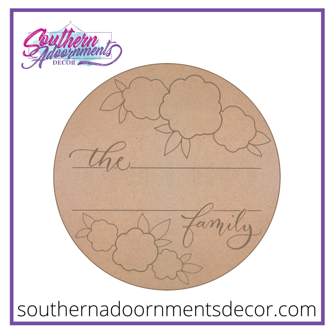 Round Flower Family Sign Blank