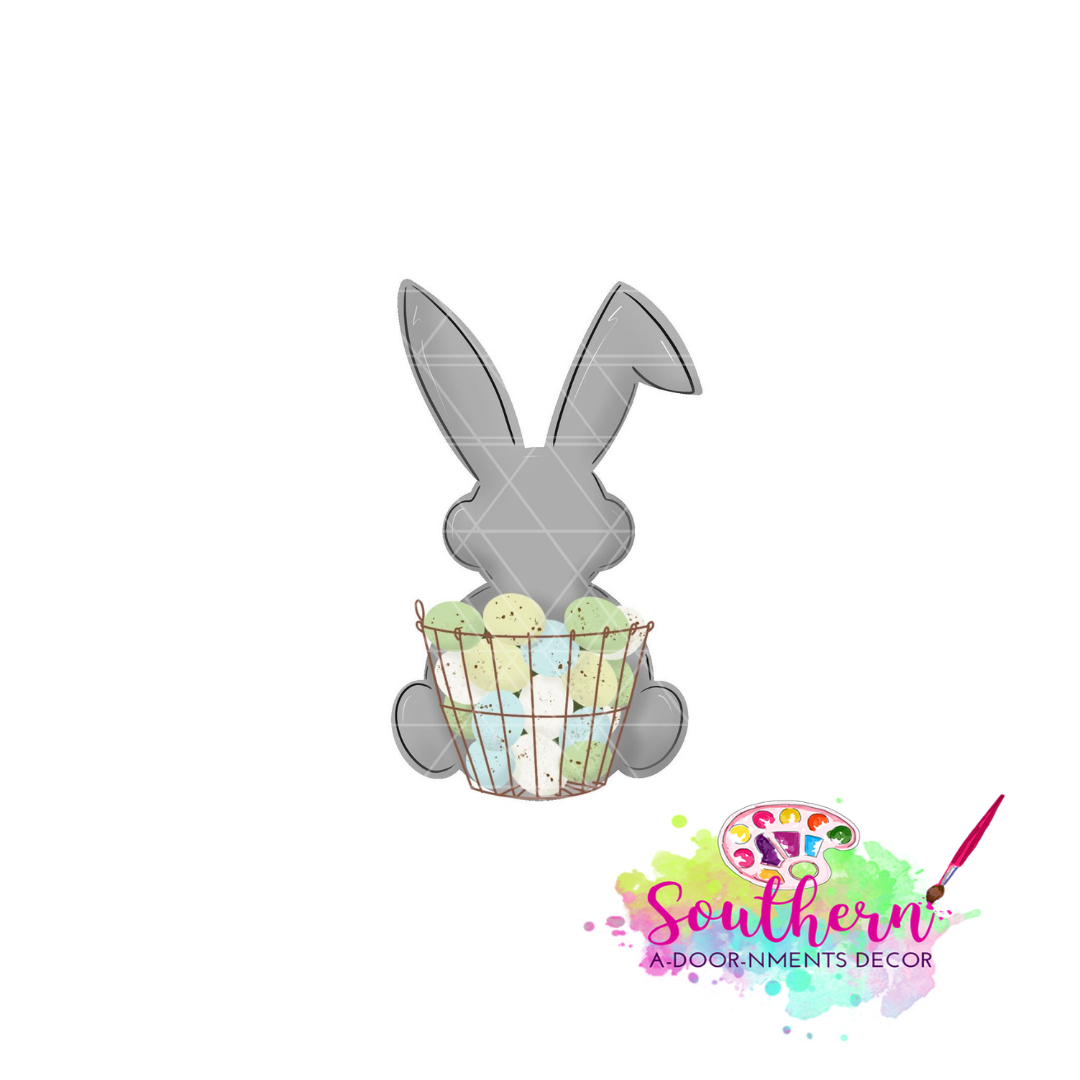 Bunny with Basket of Eggs Template & Digital Cut File