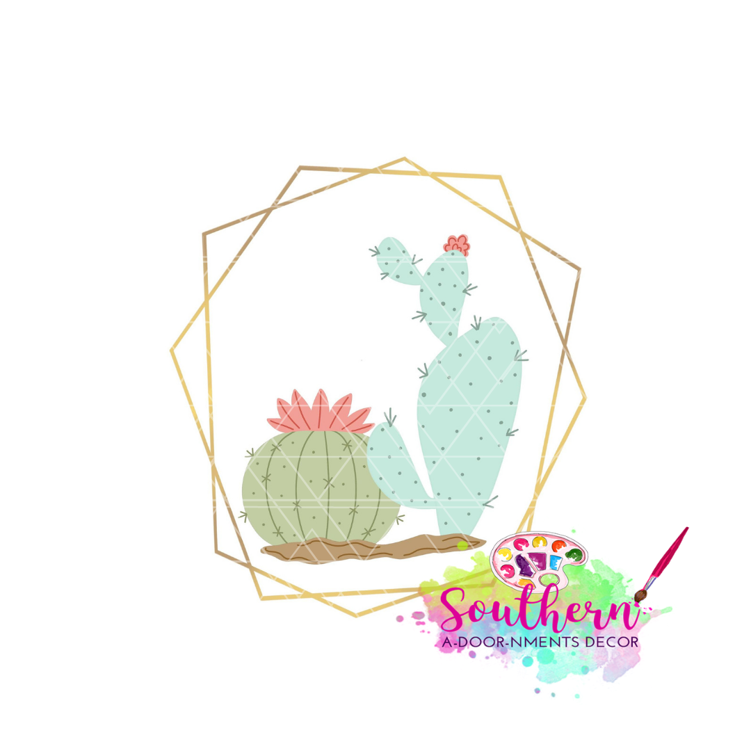 Cactus with geometric frame Blank