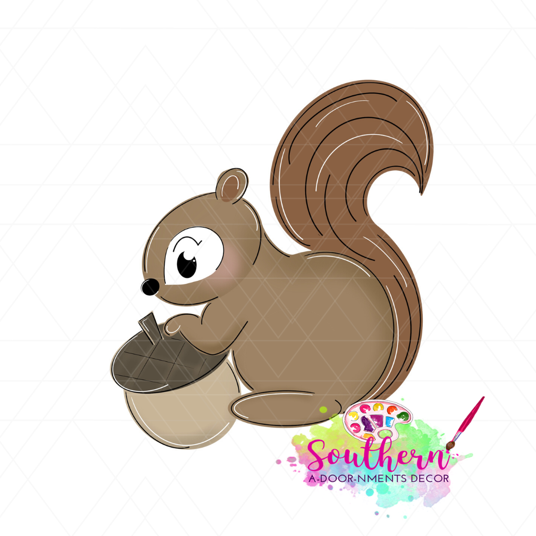 Squirrel with Acorn Template & Digital Cut File