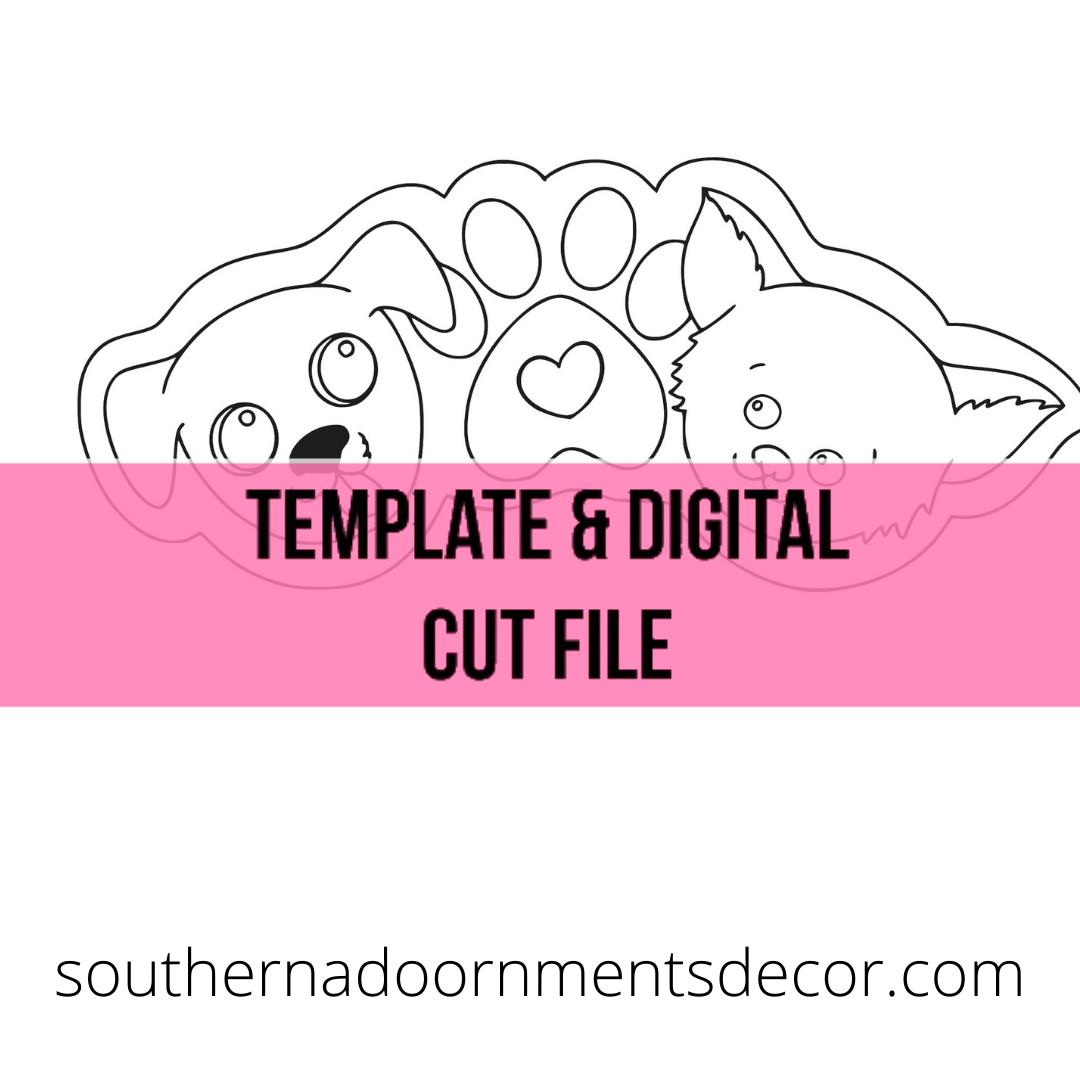 Dog Cat Paw Template & Digital Cut File