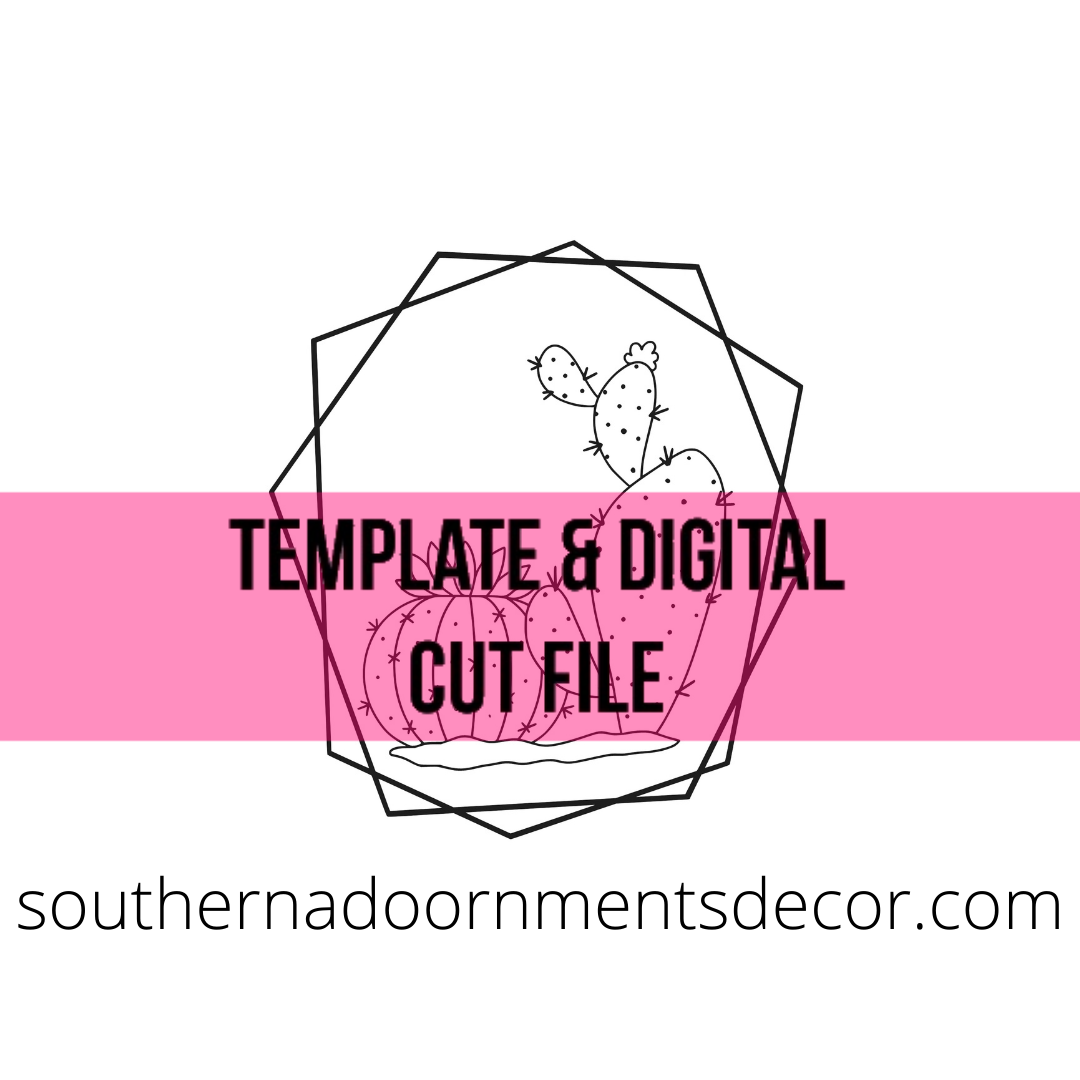 Cactus with geometric frame Template & Digital Cut File