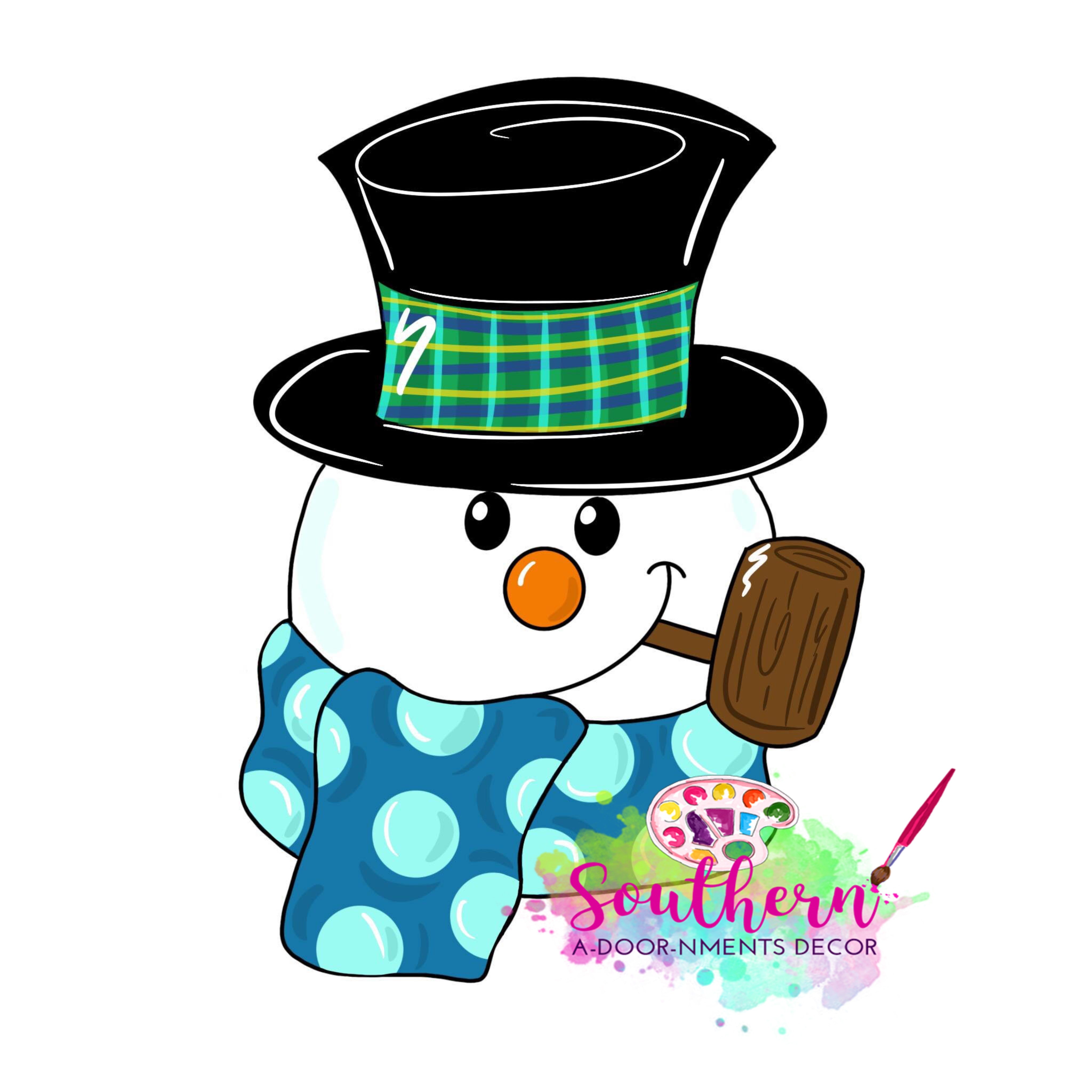 Snowman with Pipe Wooden Blank