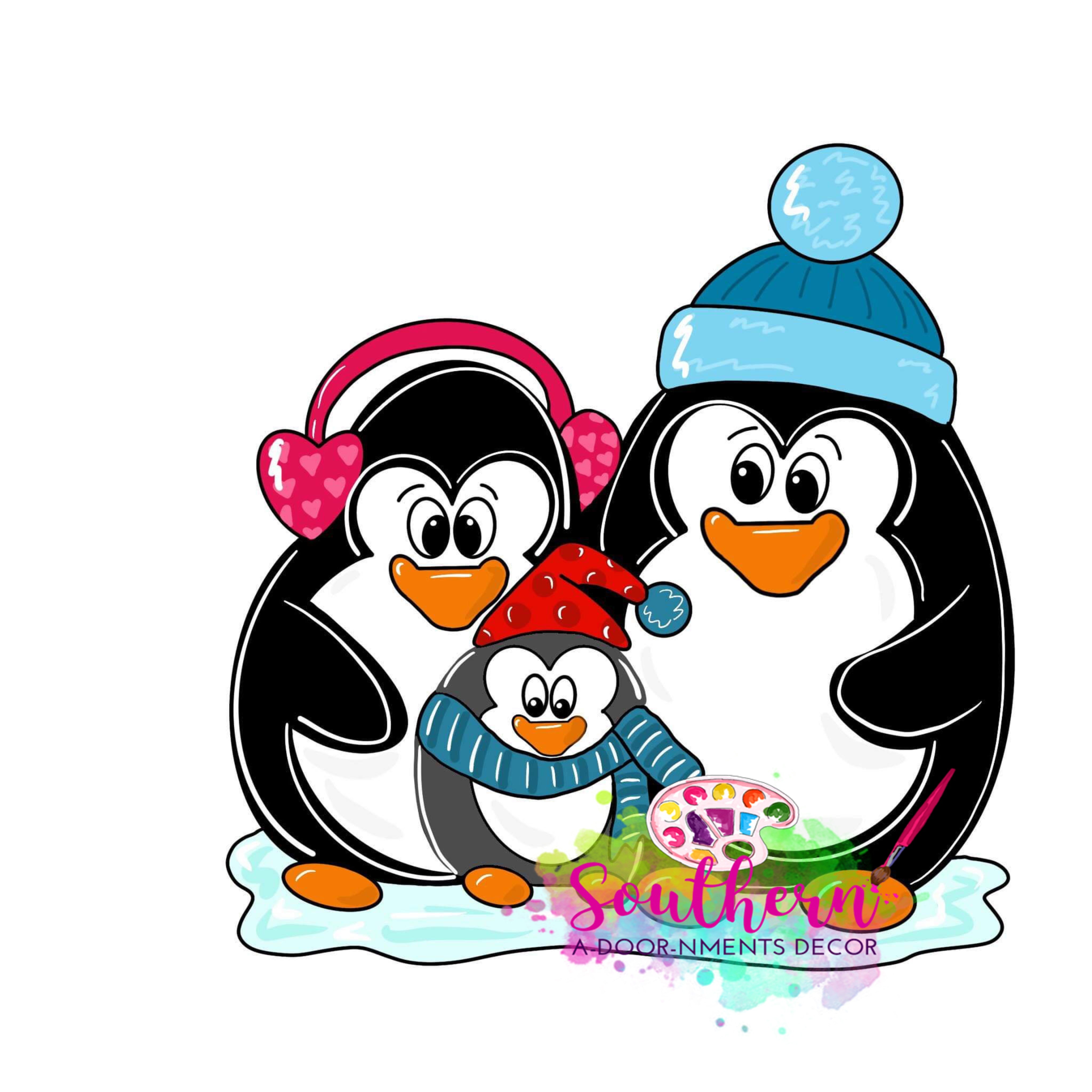 Snowy Penguins Ornament Template & Digital Cut File
