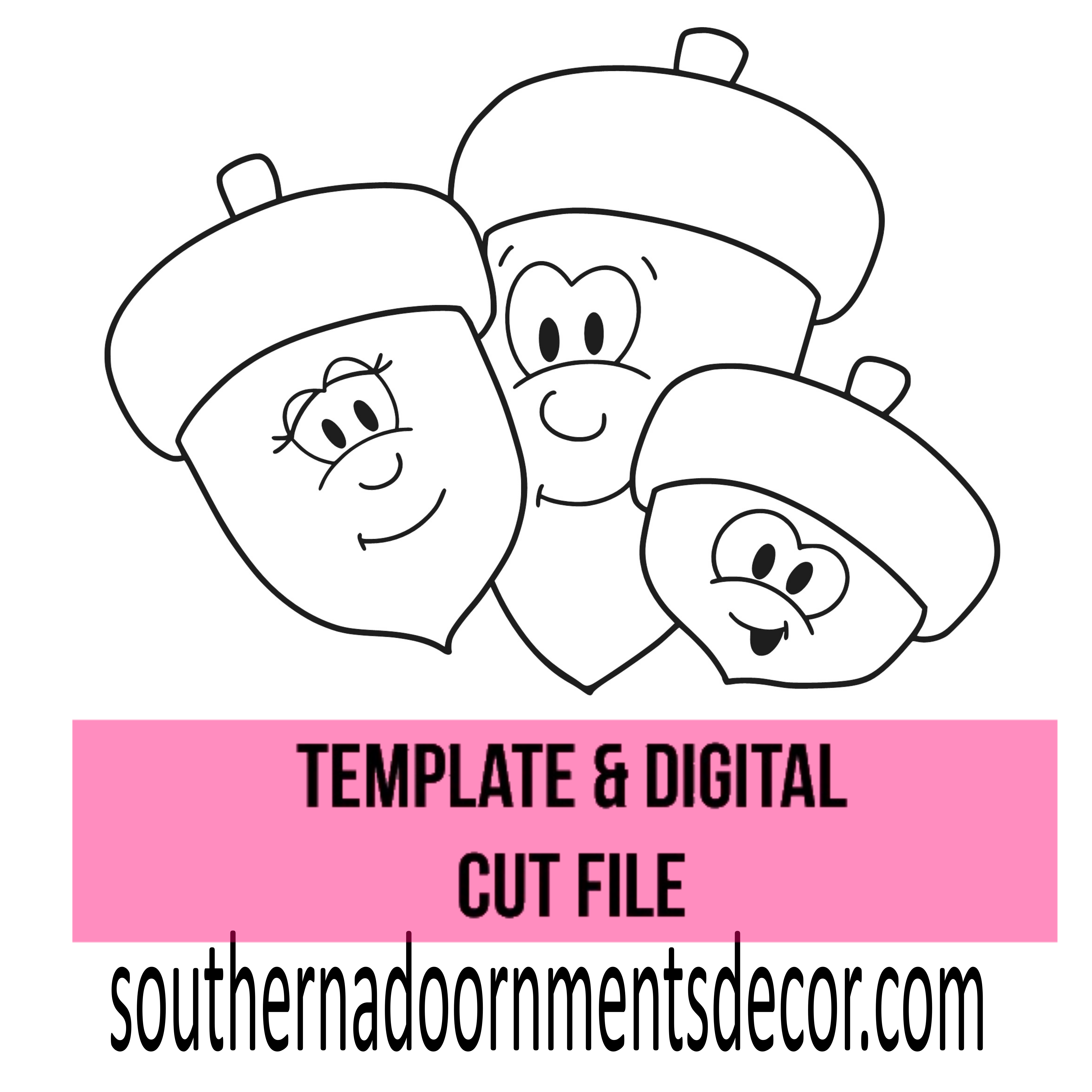 Acorn Family Template & Digital Cut File