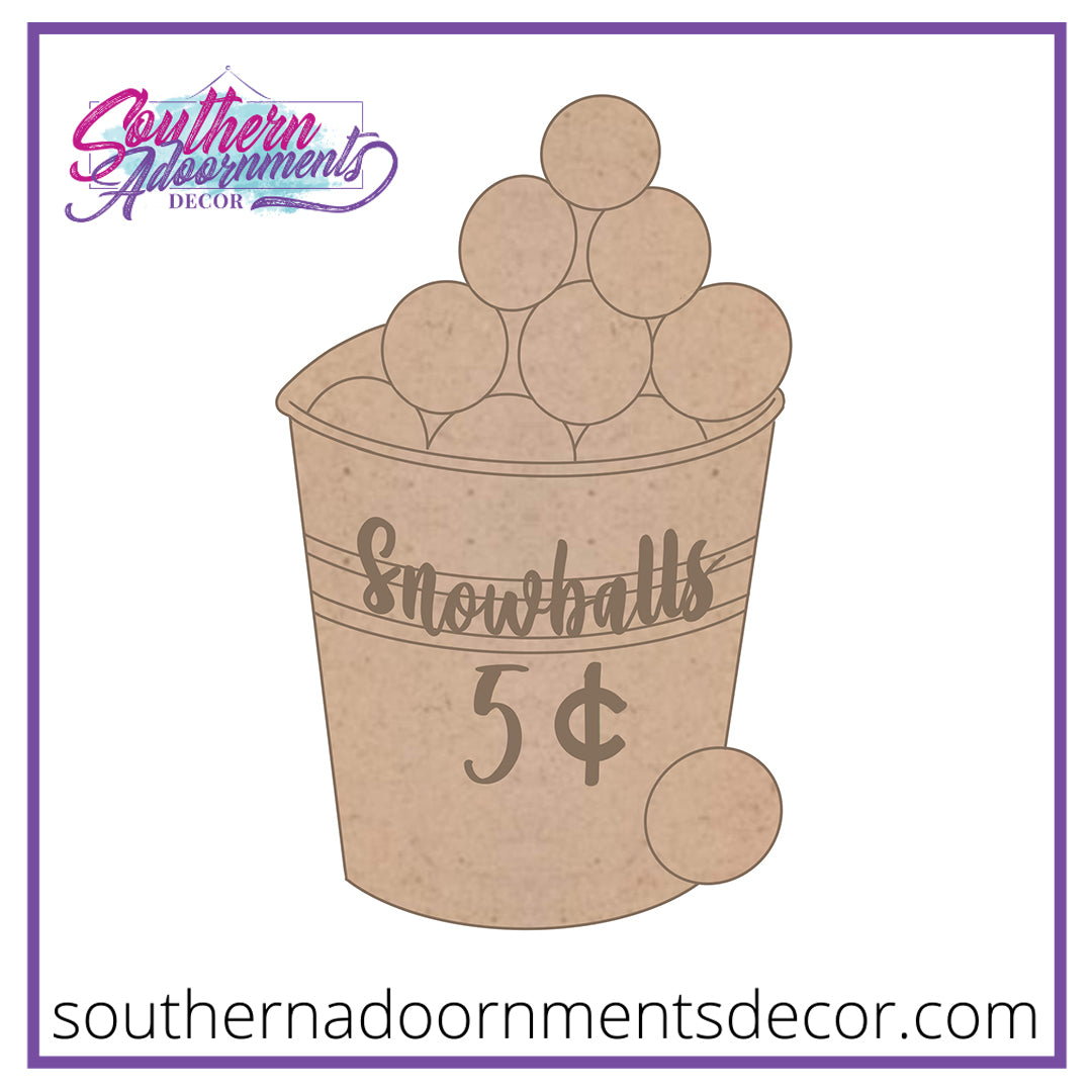 Snowball Bucket Graphics Bucket of Snow Balls Blank – Southern Adoornments Decor