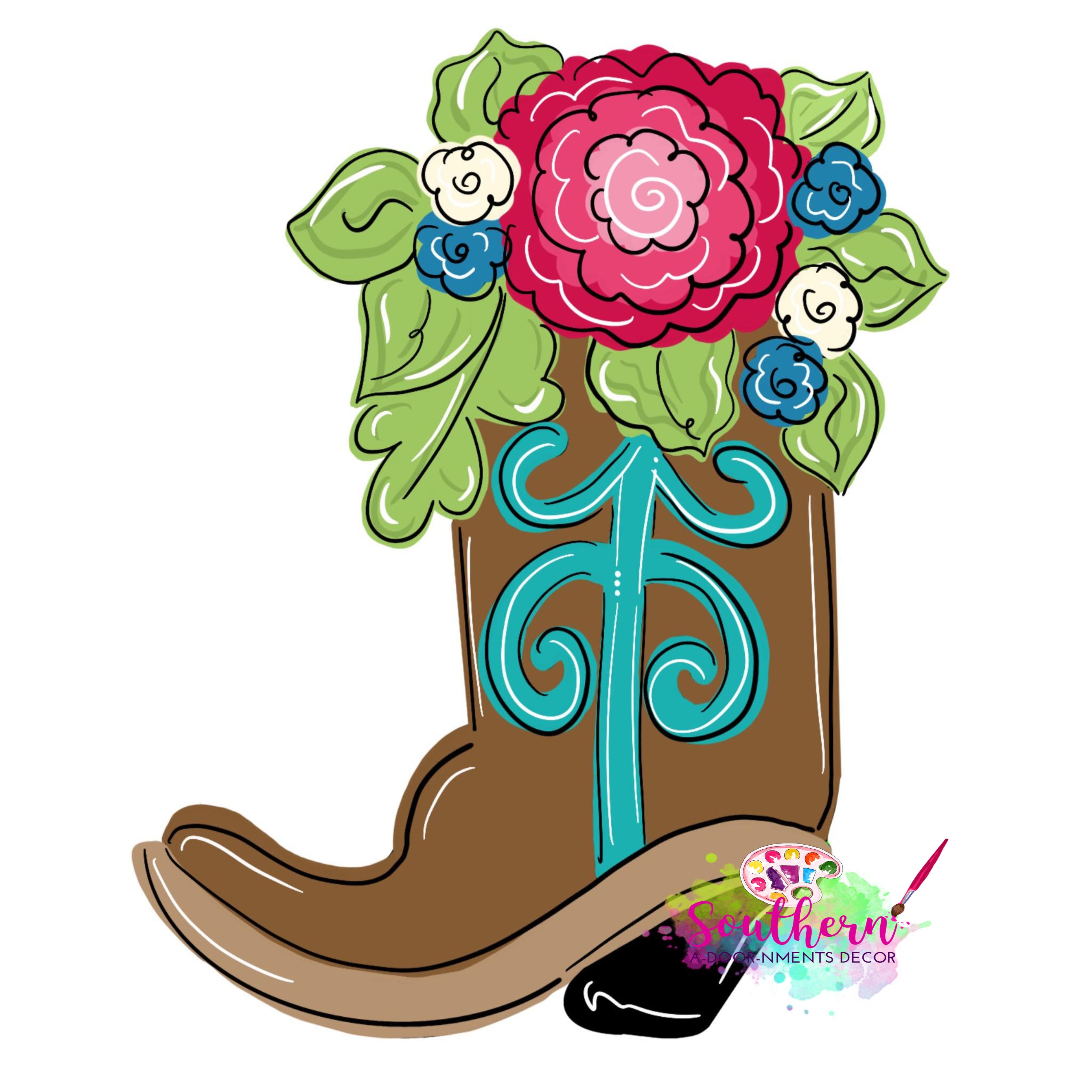 Floral Cowboy Boot Template & Digital Cut File