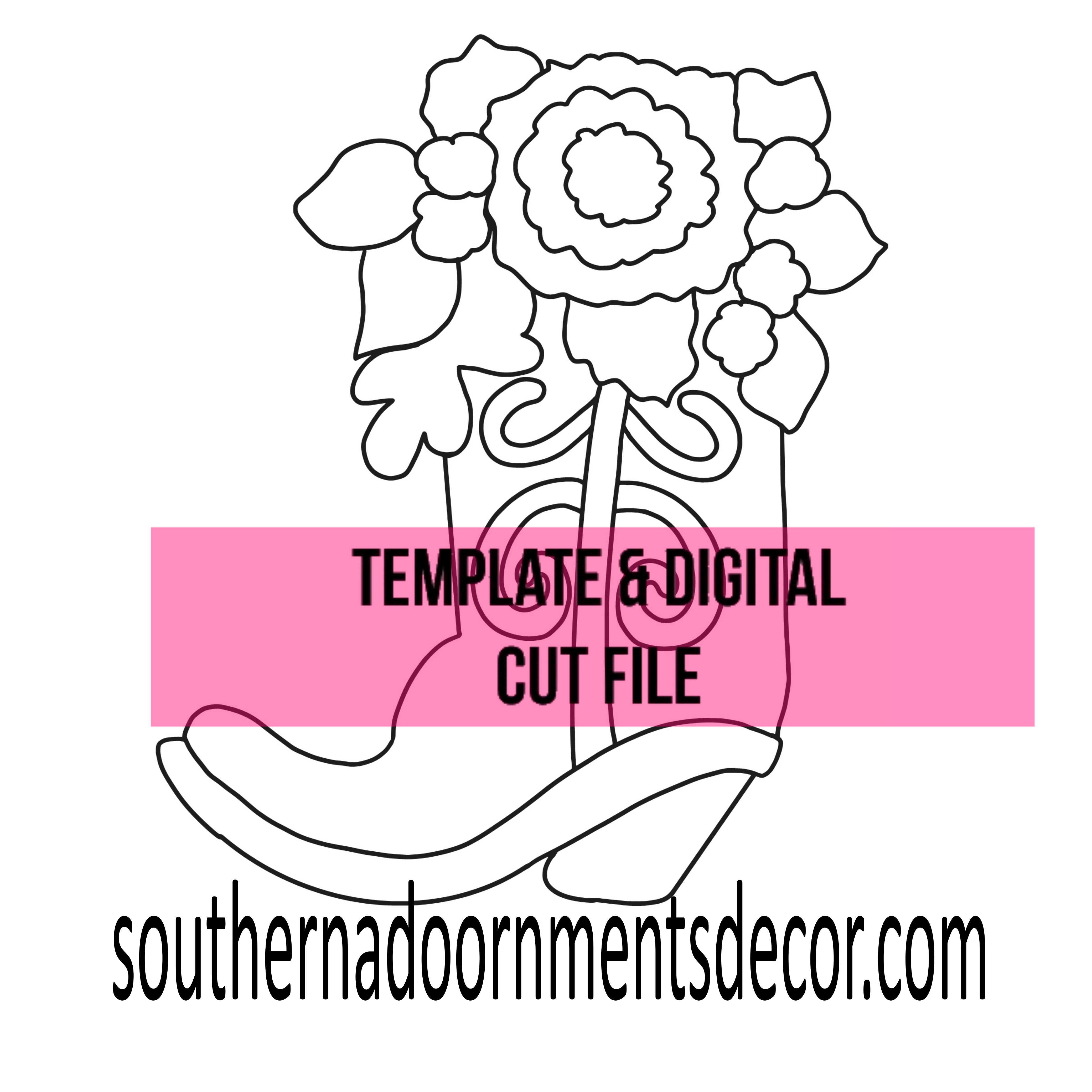 Floral Cowboy Boot Template & Digital Cut File