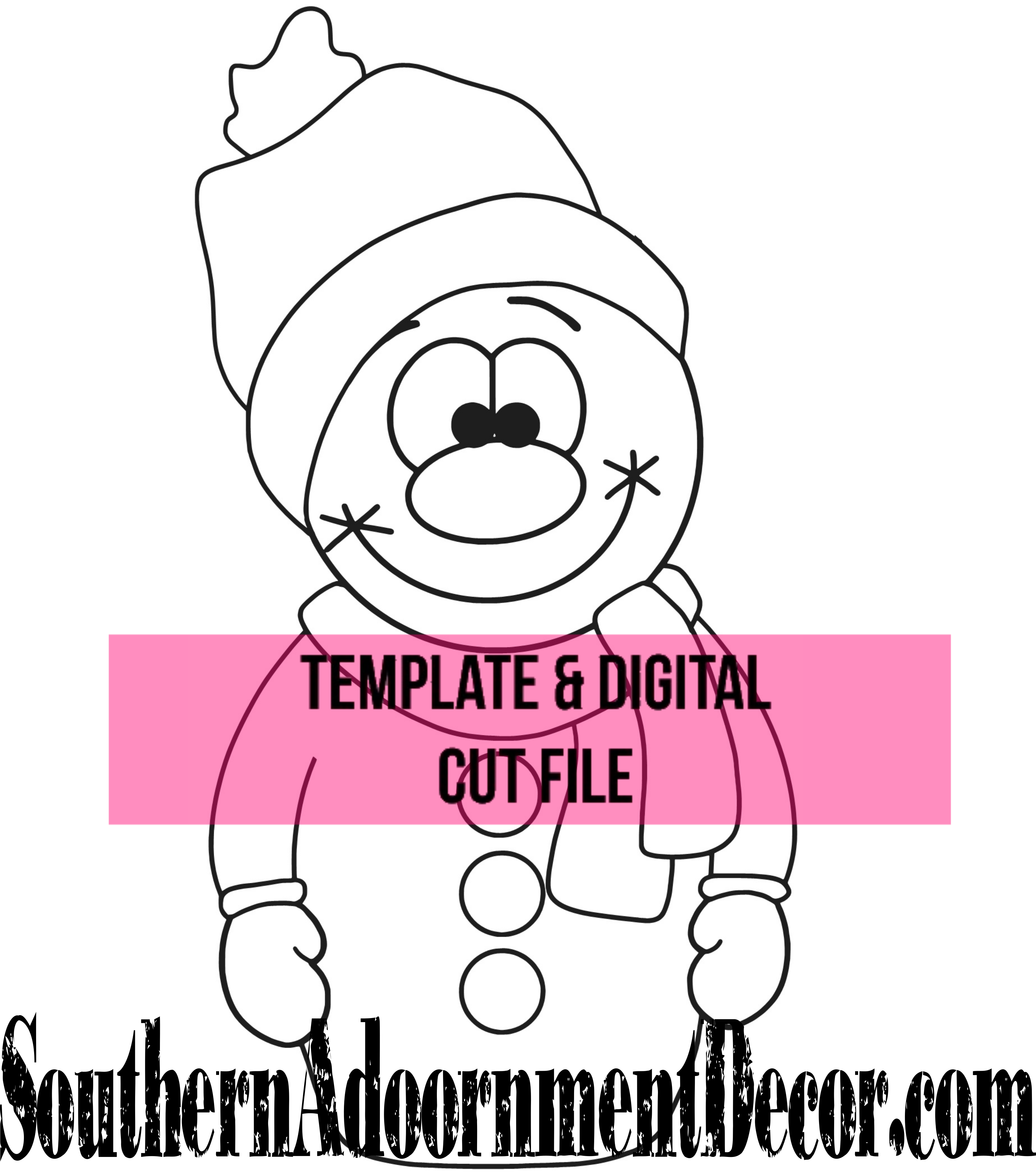 Cuddly Snowman Template & Digital Cut File