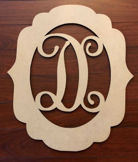 Framed Monogram Wood Cut Out Blank