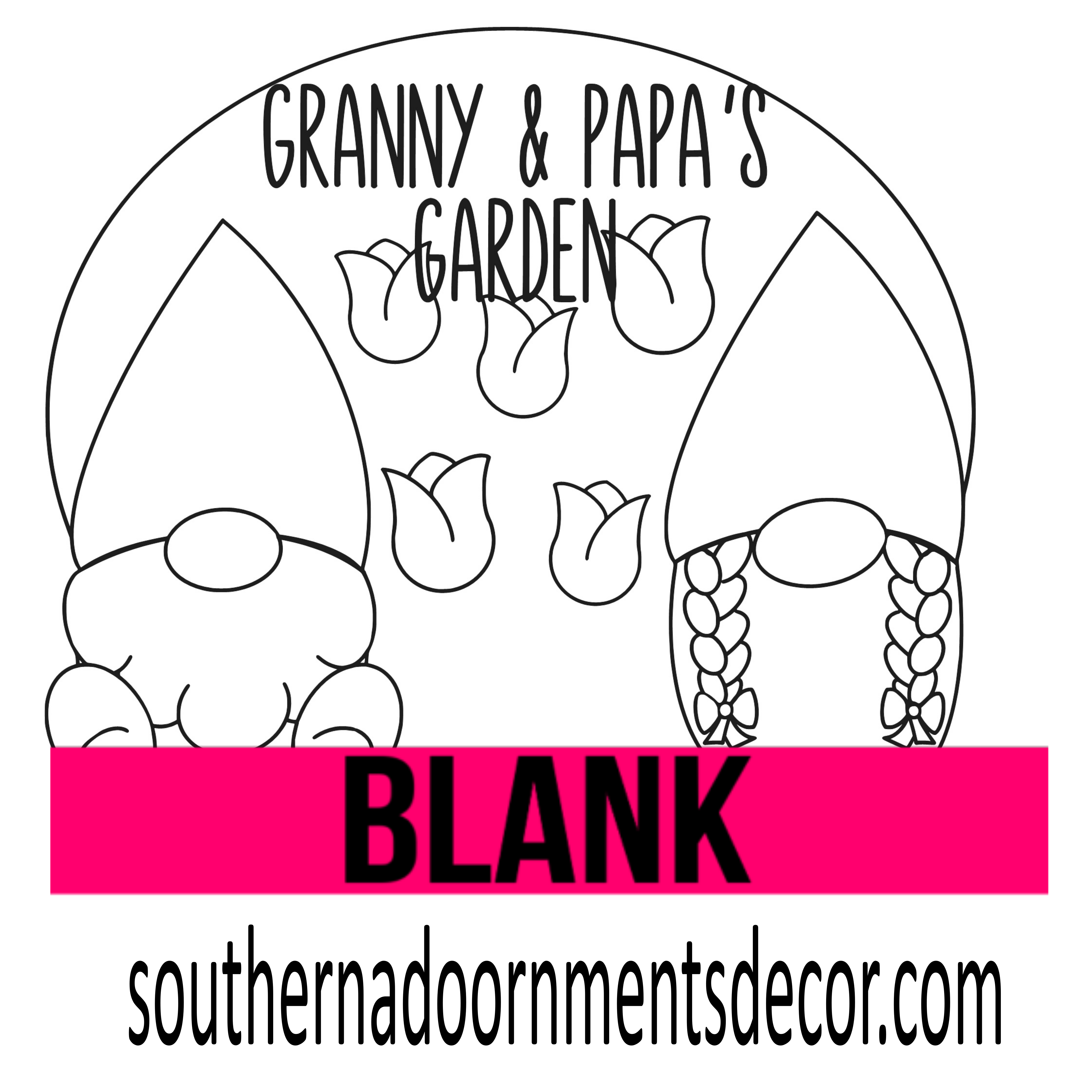 Granny & Papa's Gnome Garden Wood Cut Out Blank