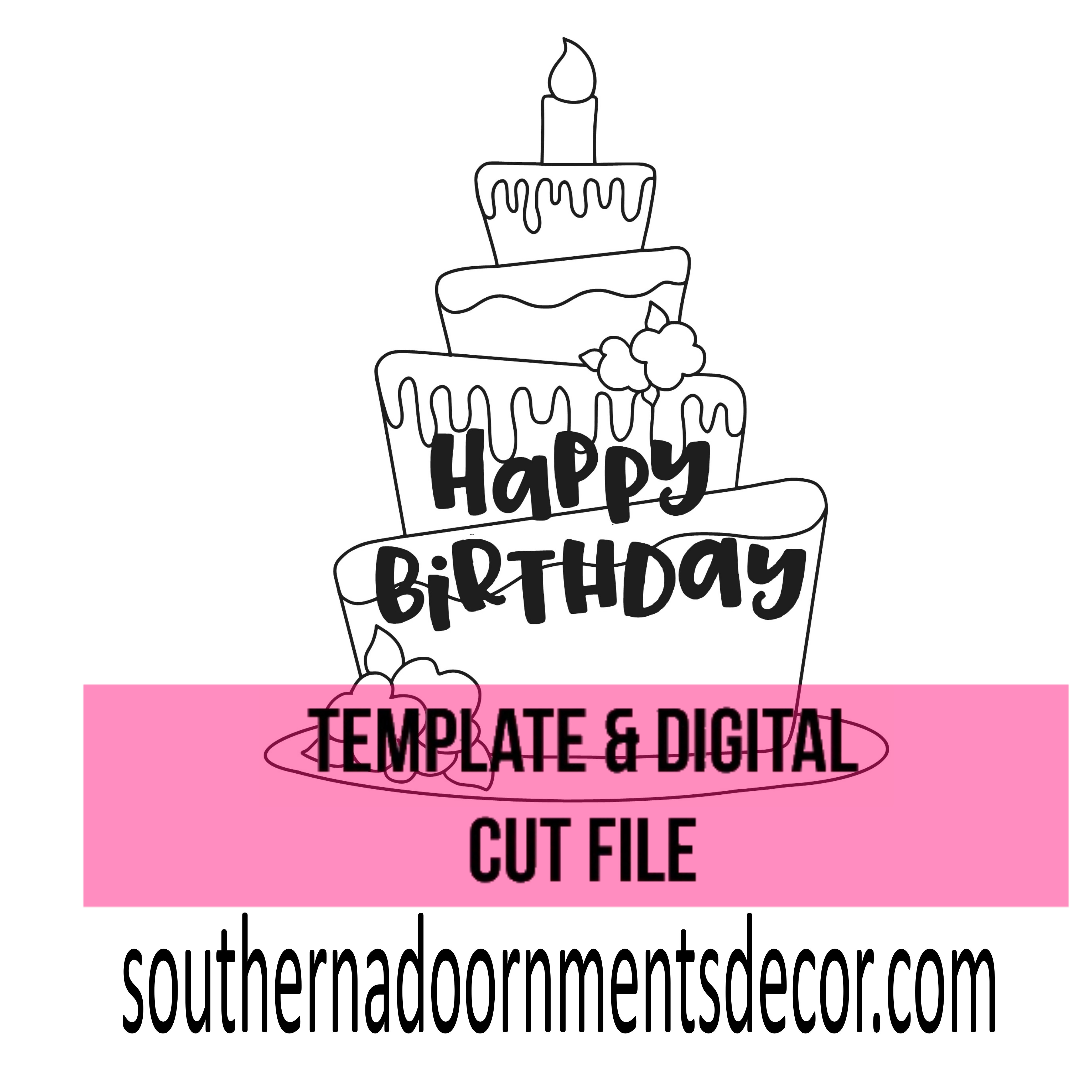 Happy Birthday Cake Template & Digital File