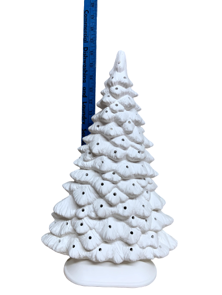 Ceramic Christmas Tree, Slim Windowsill or Mantel, 16"