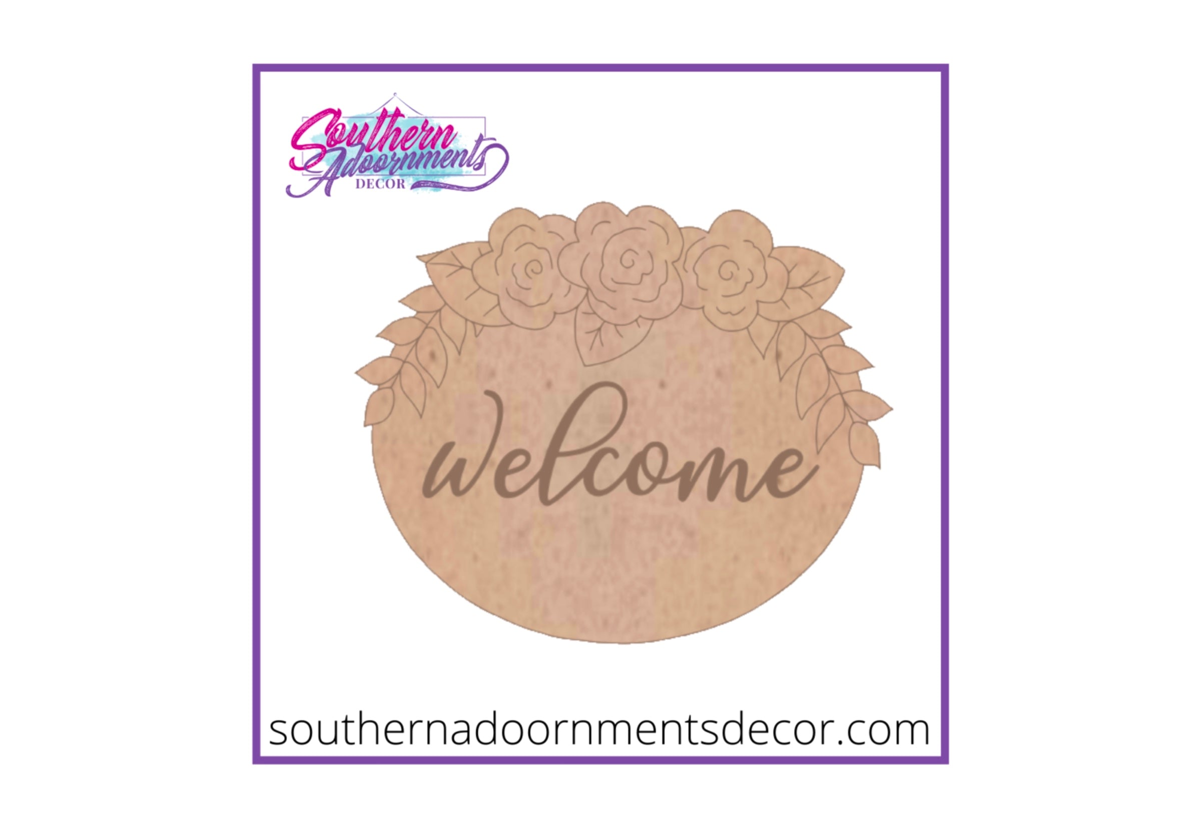 Floral Welcome Wood Cut Out Blank