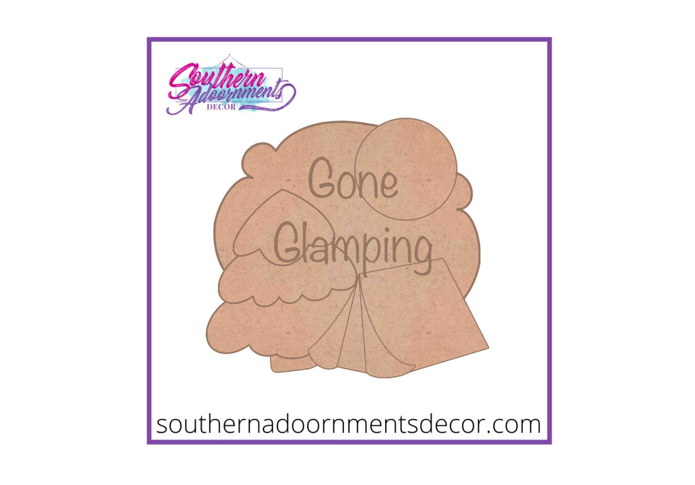 Gone Glamping Wood Cut Out Blank