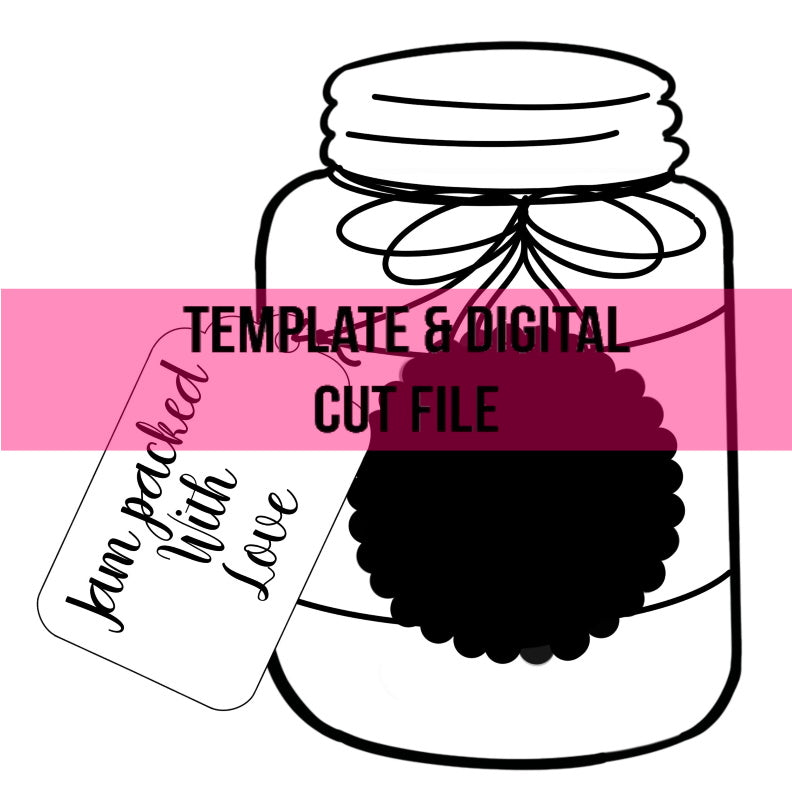 Mason Jar with Tag Template & Digital Cut File