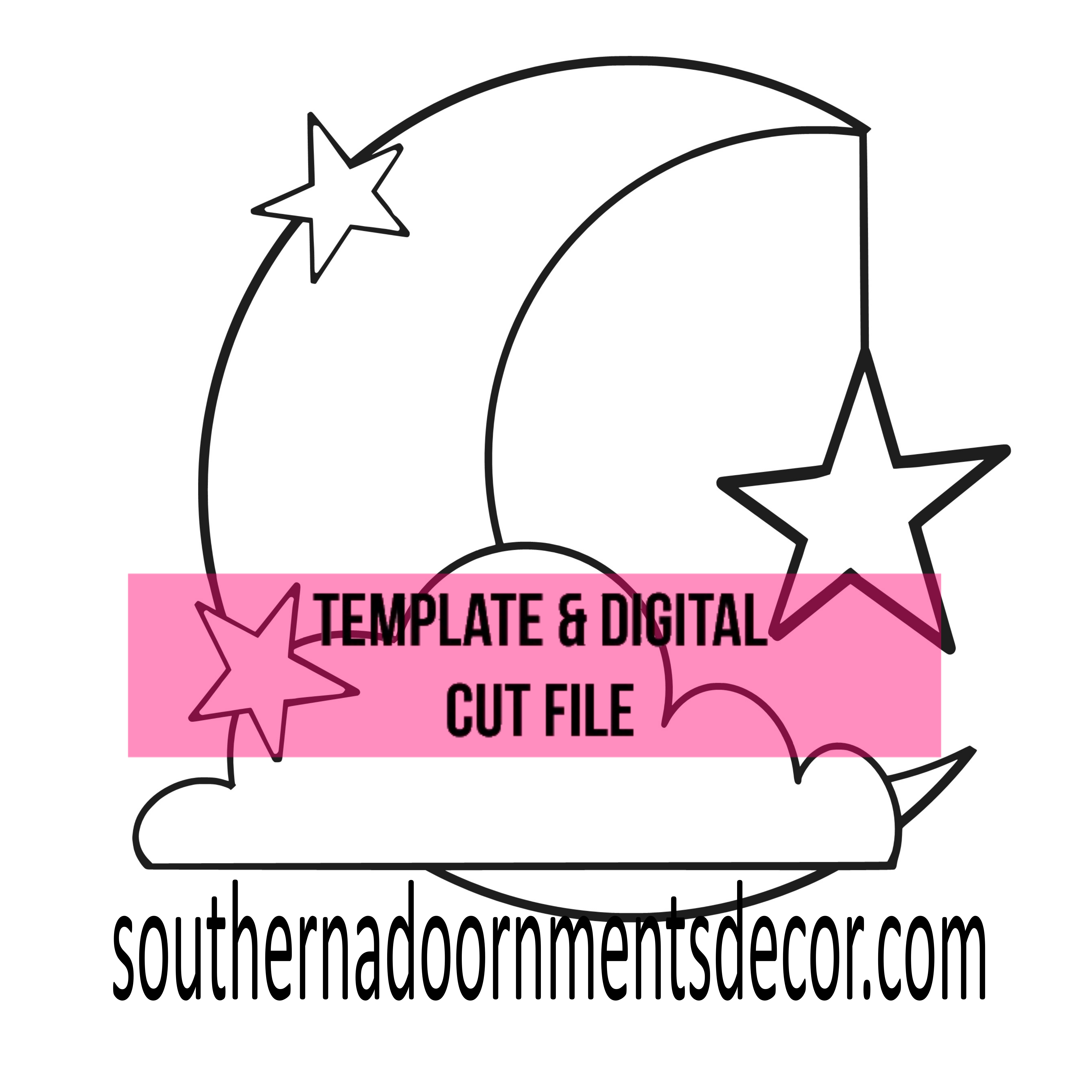 Moon and Stars Template & Digital Cut File