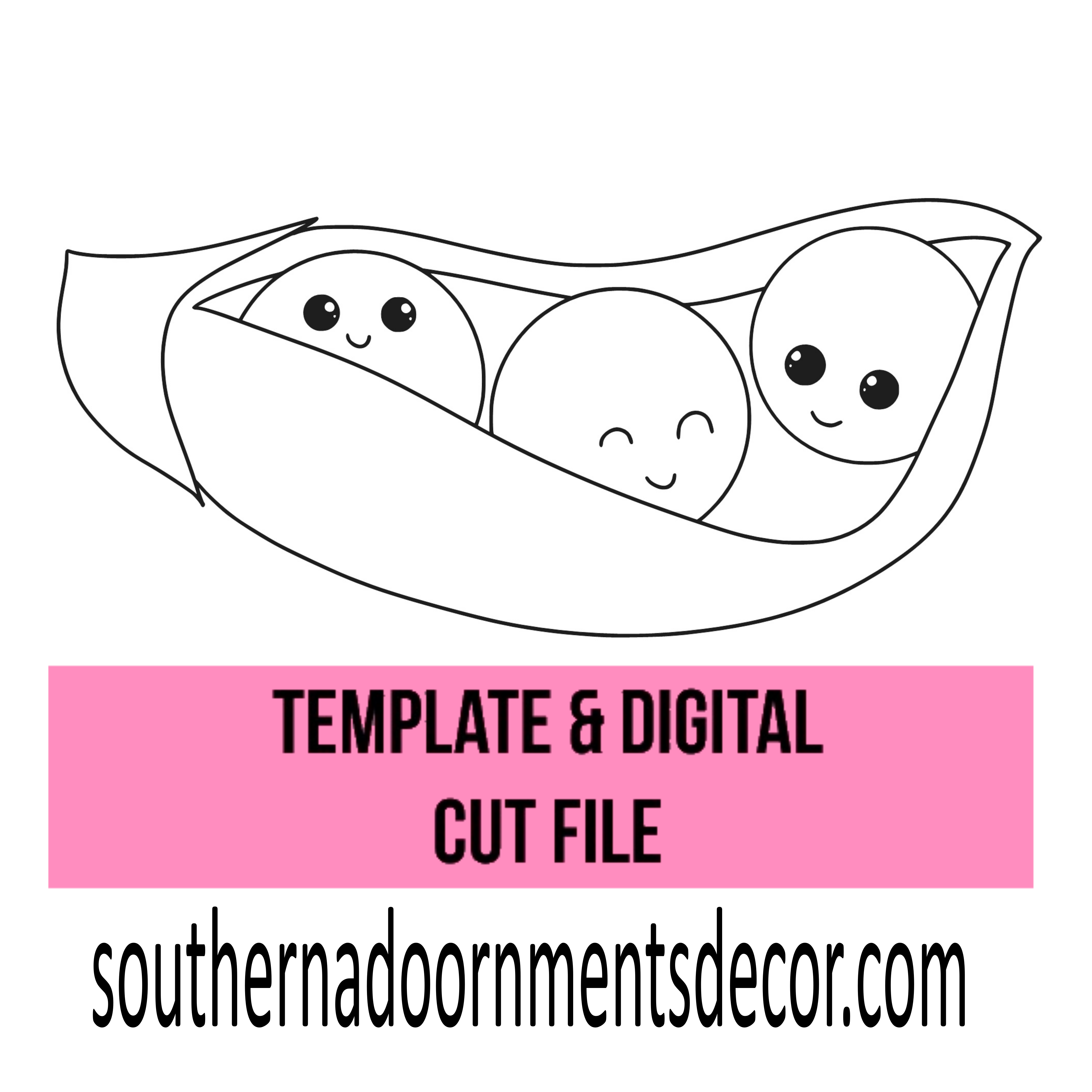 Pea Pod Template & Digital Cut File
